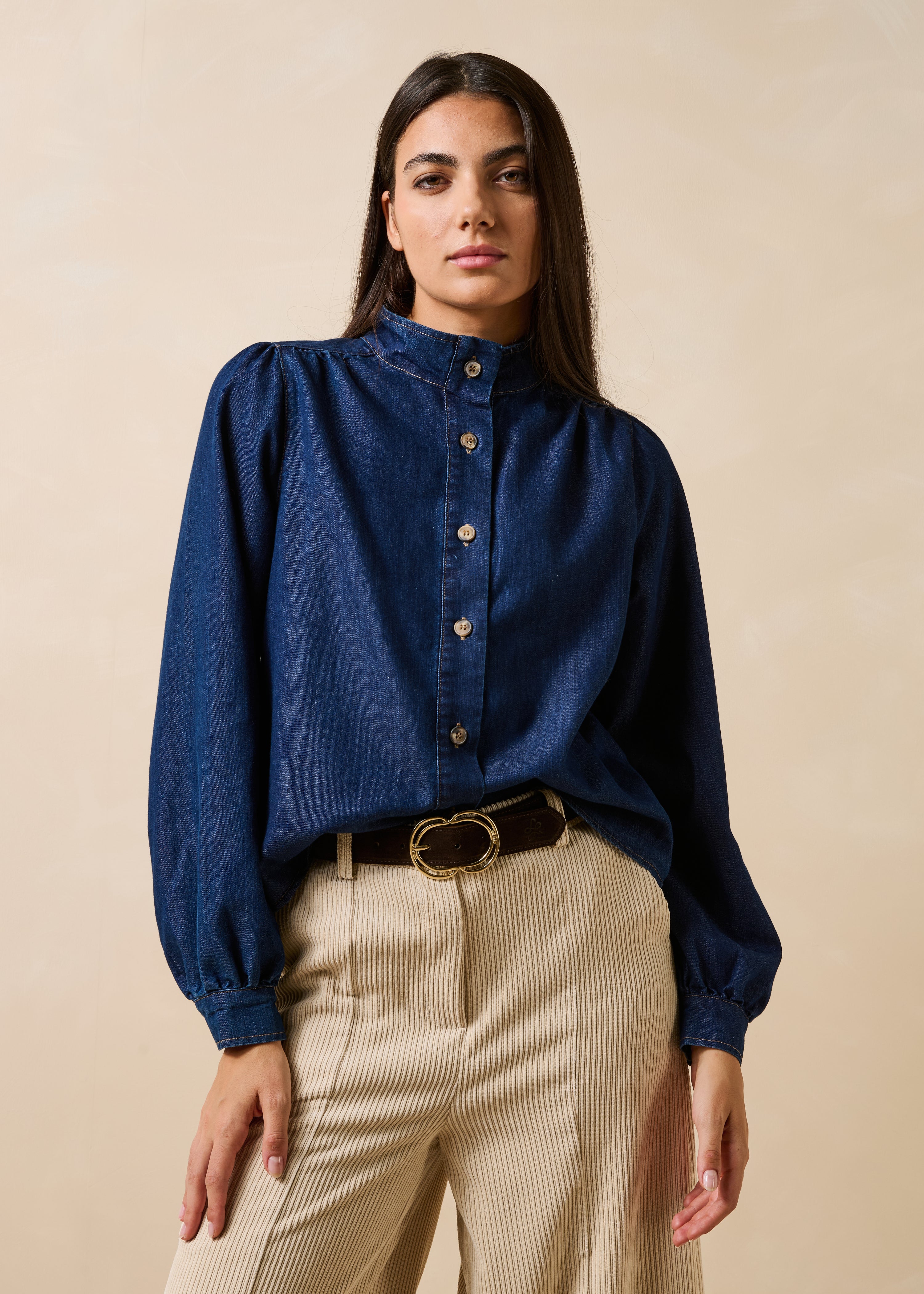 la-f-e-marabout-e-gaya-bluse-blau-denim-jeansbluse image 1