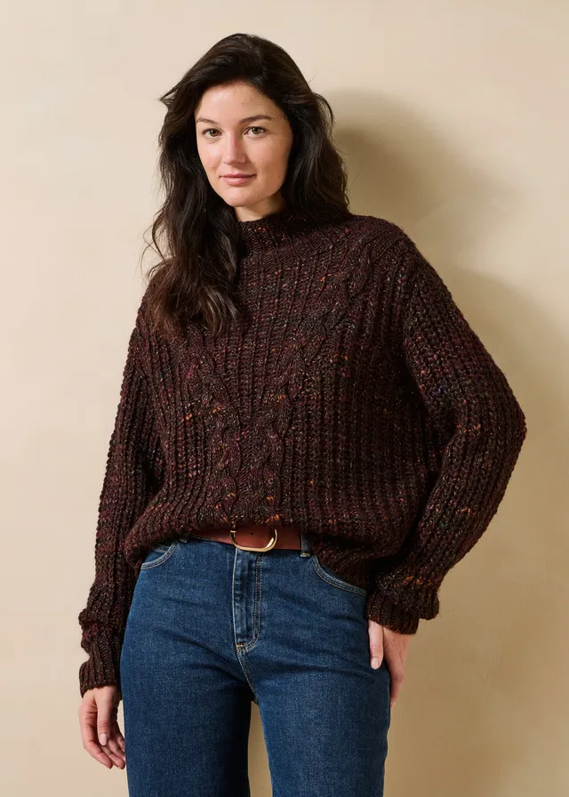 la-f-e-marabout-e-graf-pullover-braun-m-zopf-rollkragen image 1