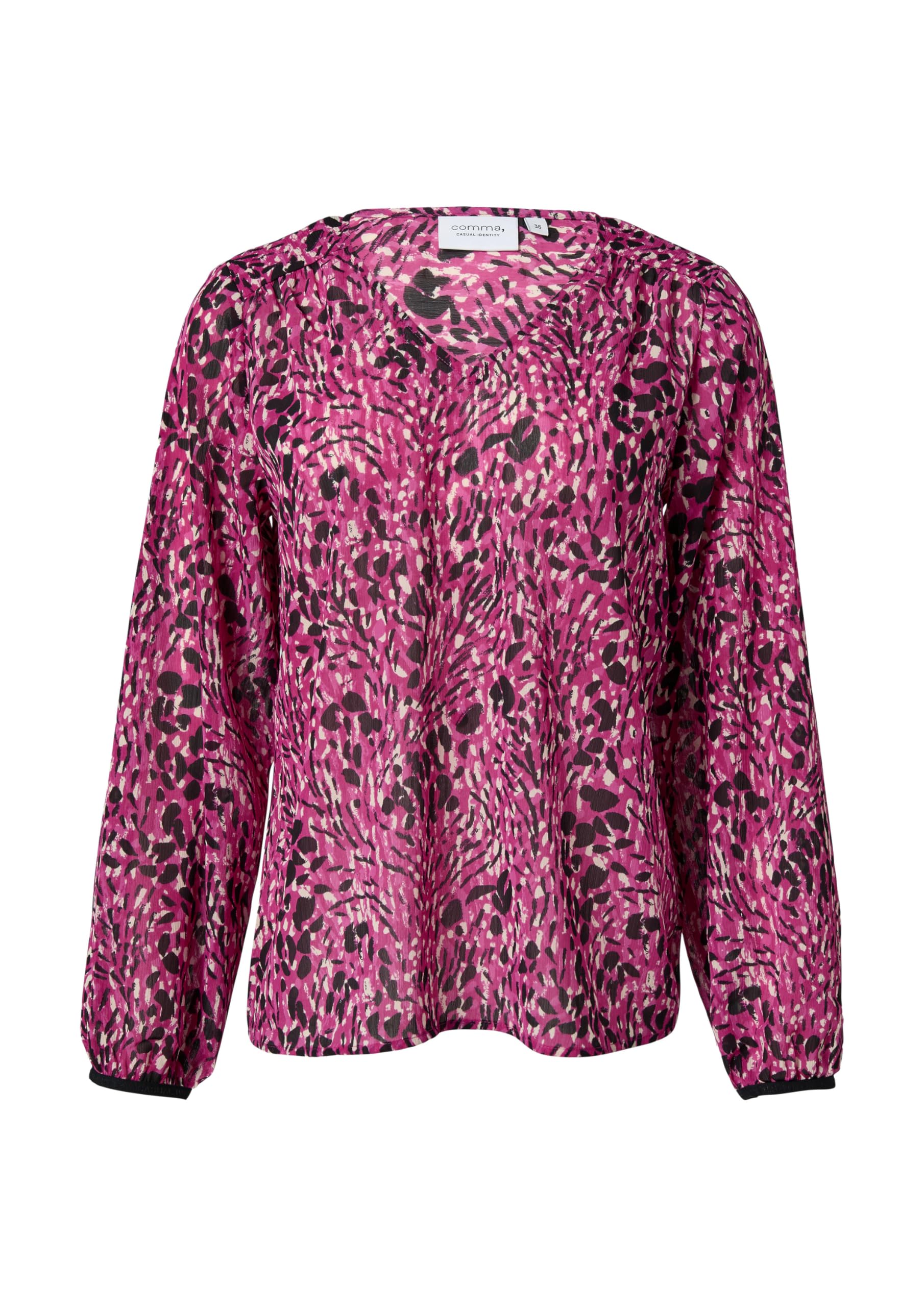 comma-chiffonbluse-damenbluse-gr-44-gemustert-v-ausschnitt image 3