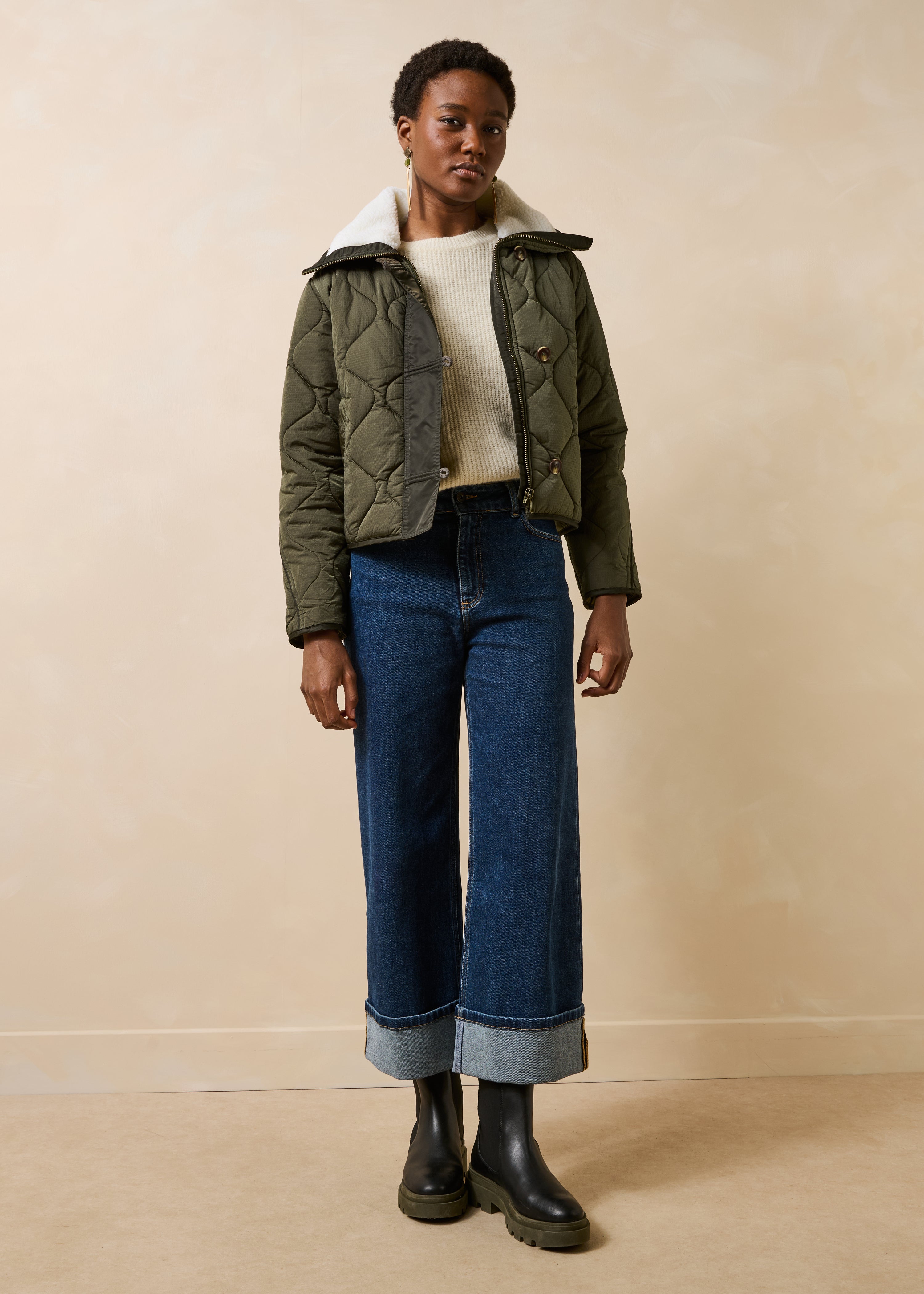 la-f-e-marabout-e-gora-steppjacke-kurz-dark-khaki-fell image 2