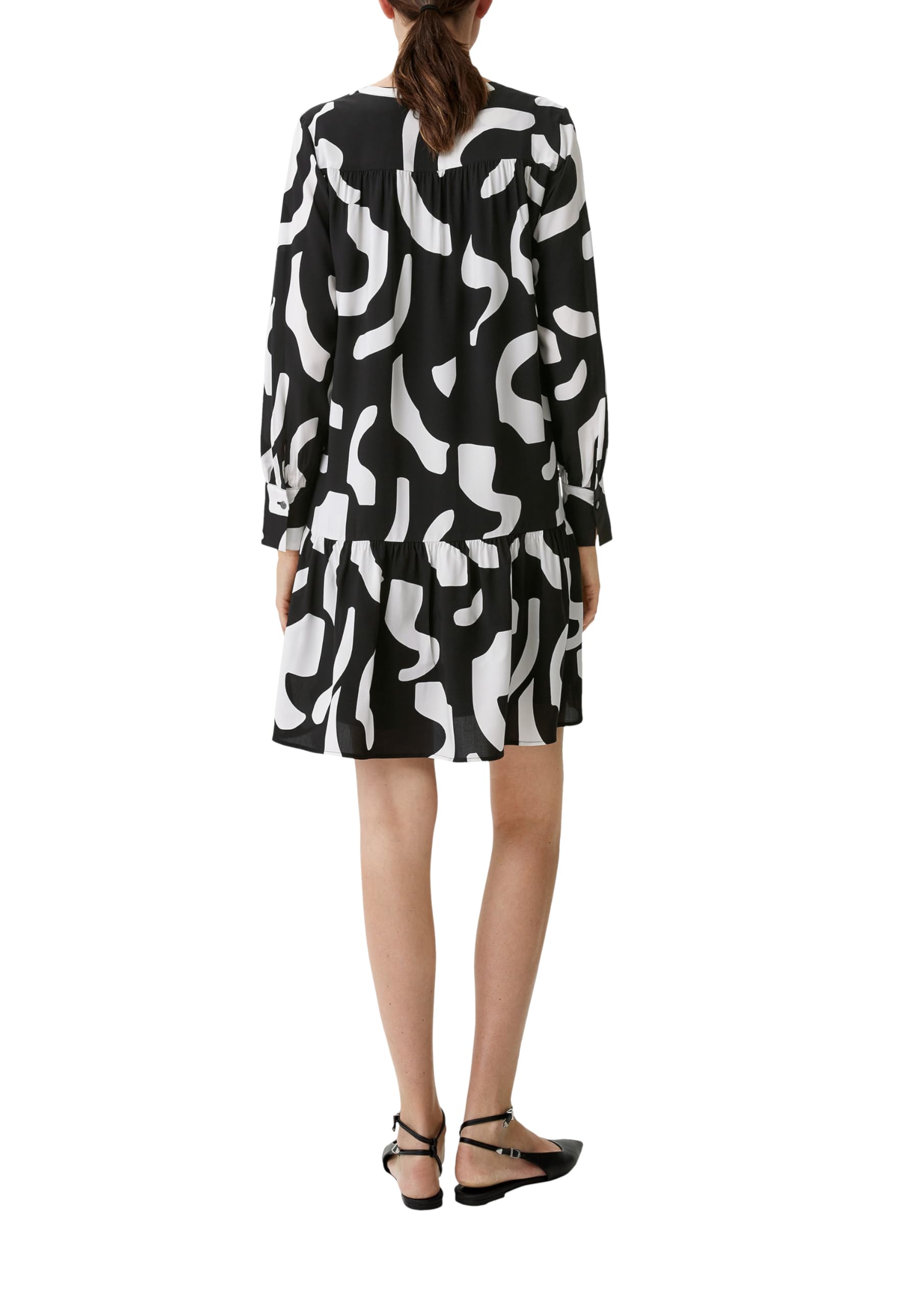 comma-dresses-kleid-allover-print-v-ausschnitt-gr-38-schwarz image 2