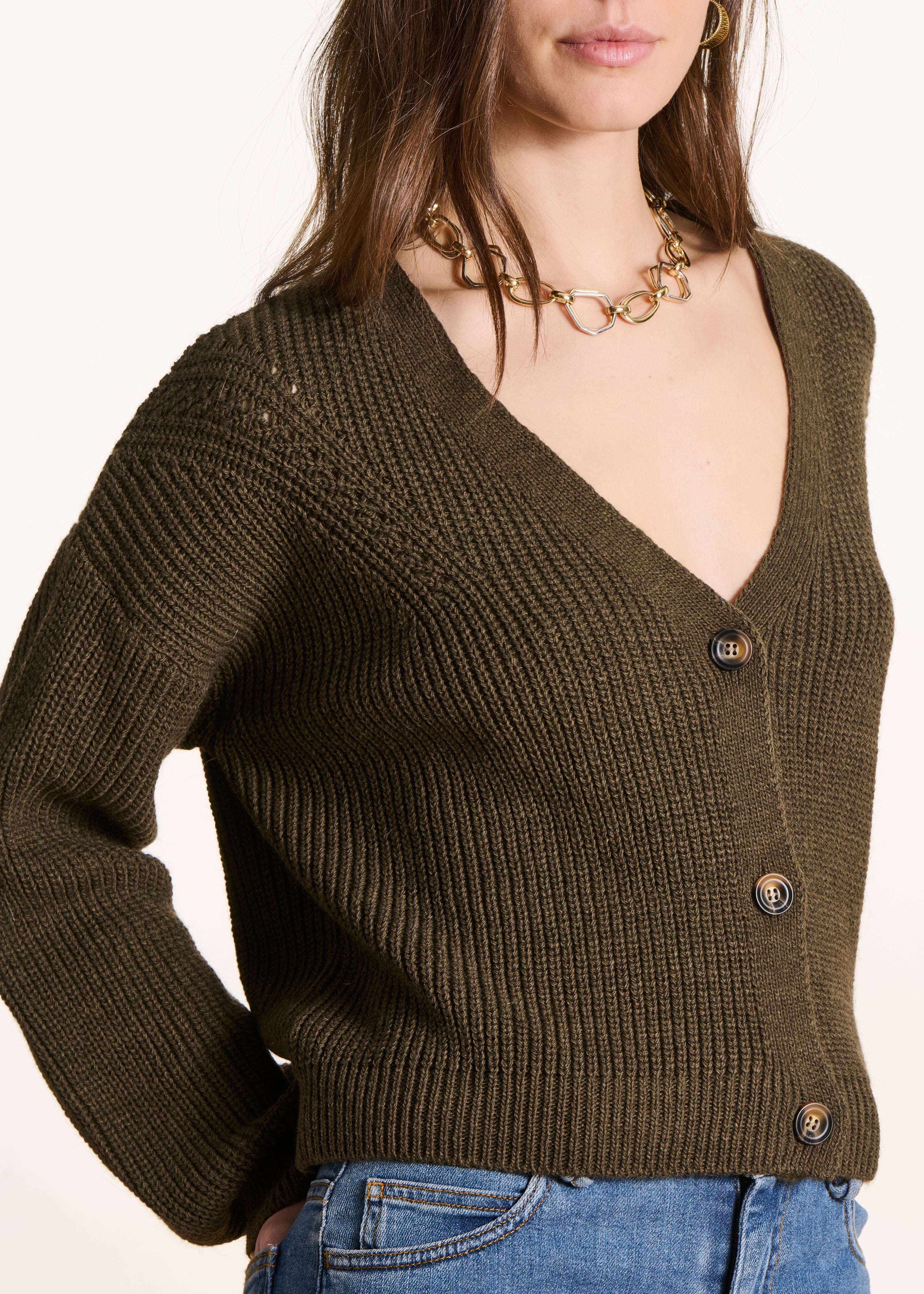 la-f-e-marabout-e-ezastel-strickjacke-kaki-kurz-v image 5