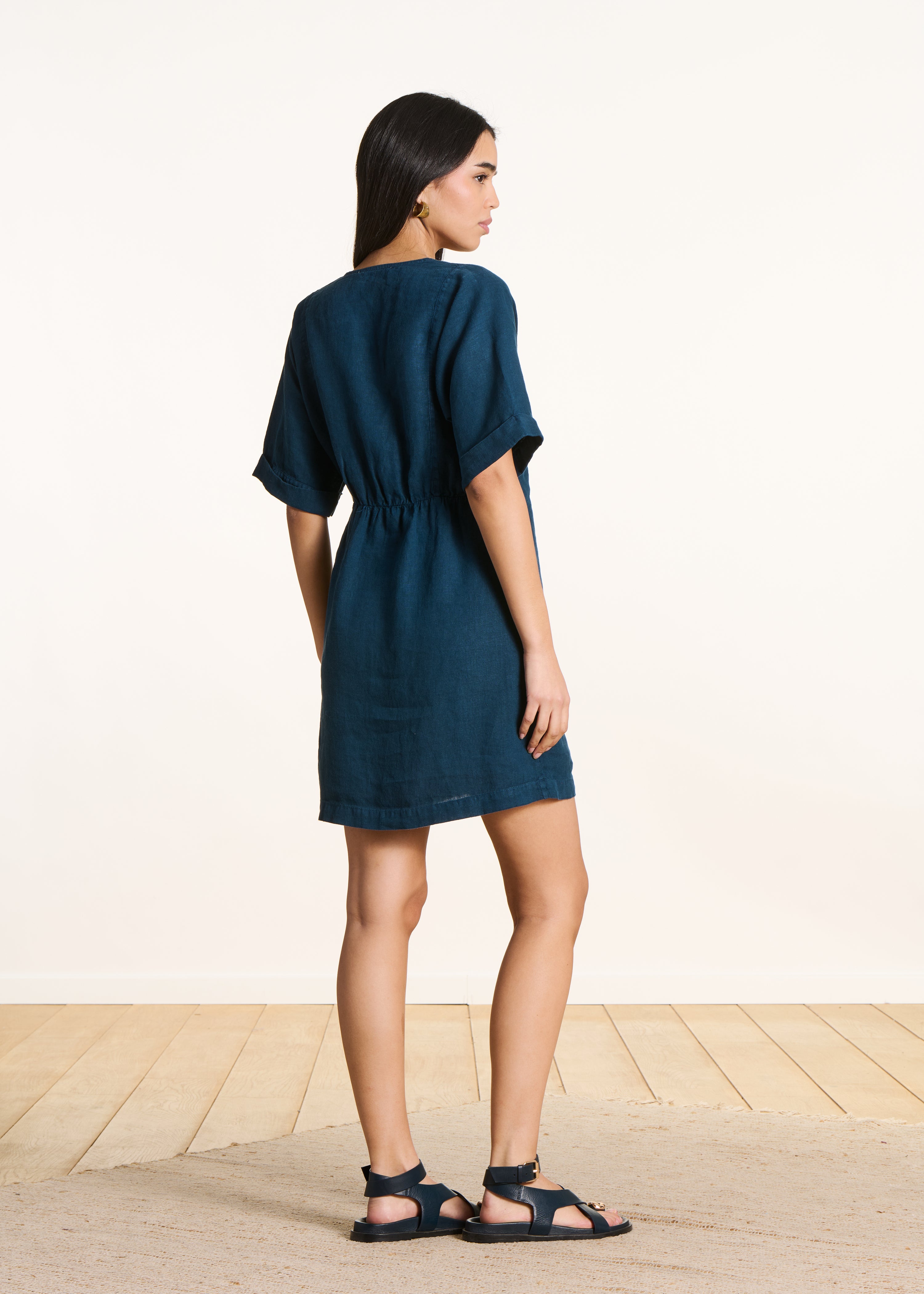 la-f-e-marabout-e-flavie-kleid-petrol-leinen-kurz image 2