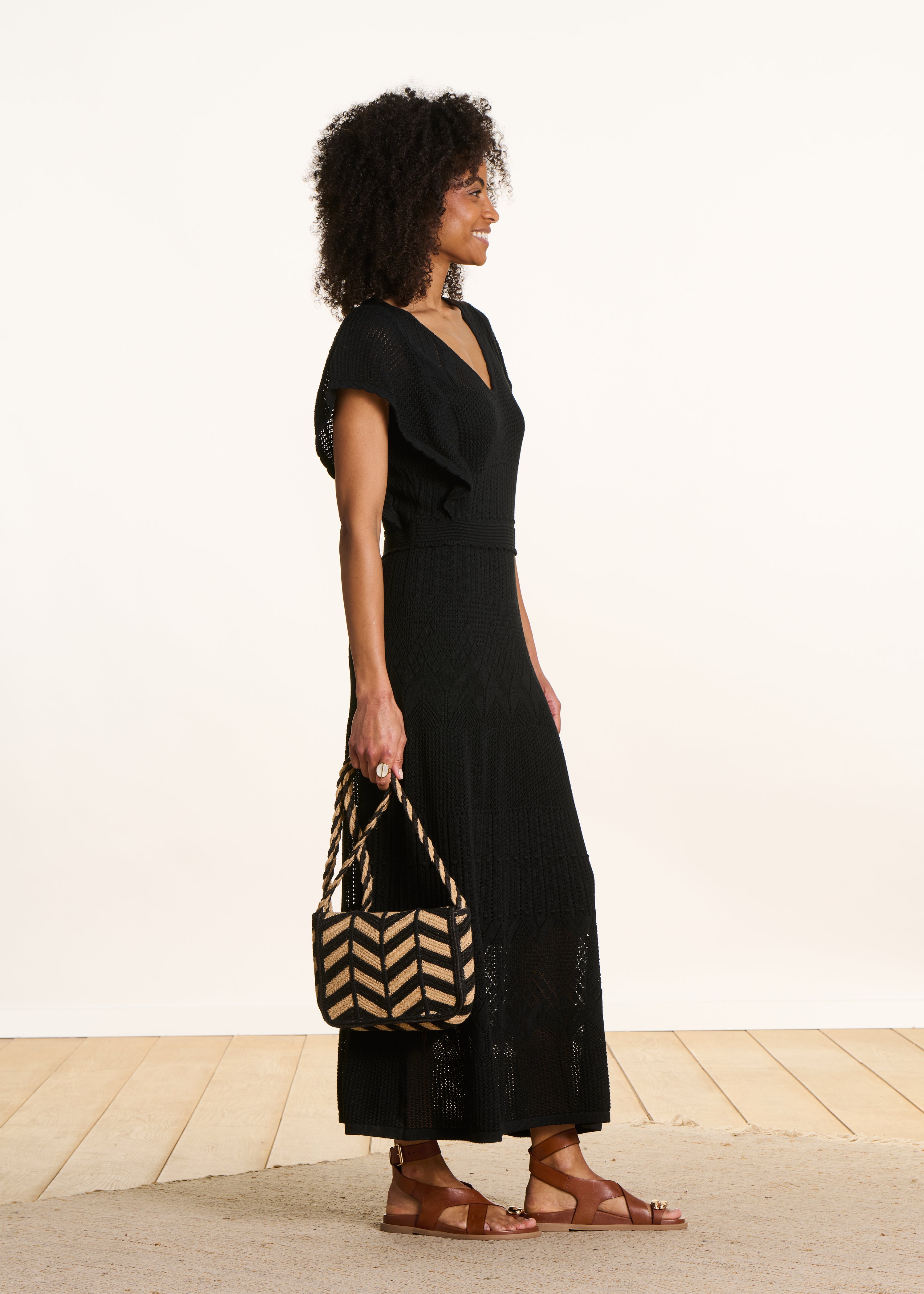 la-f-e-marabout-e-florida-langes-kleid-schwarz-lochstrick image 2