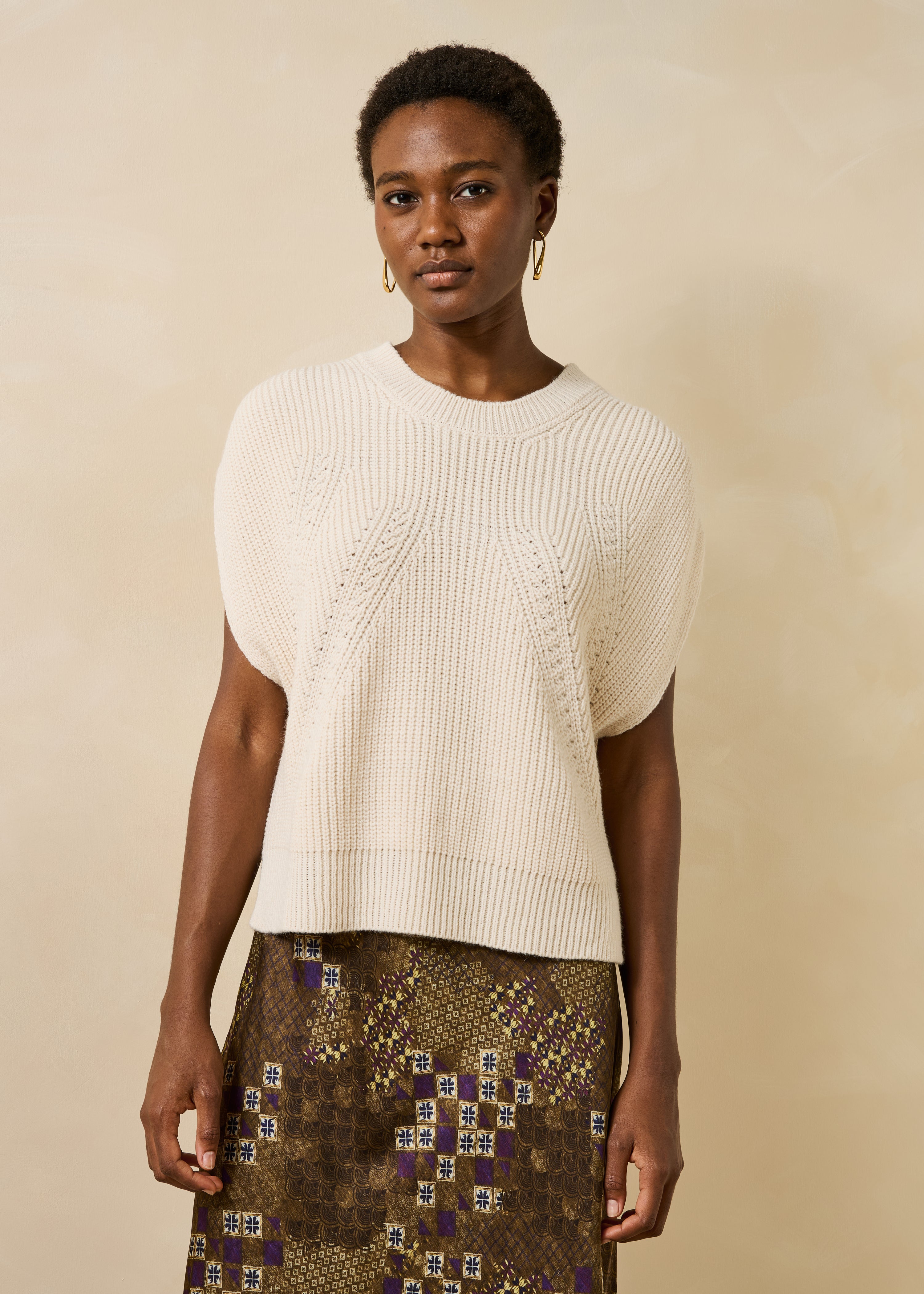 la-f-e-marabout-e-galea-pullover-ecru-wolle-alpaka-kurzarm image 2
