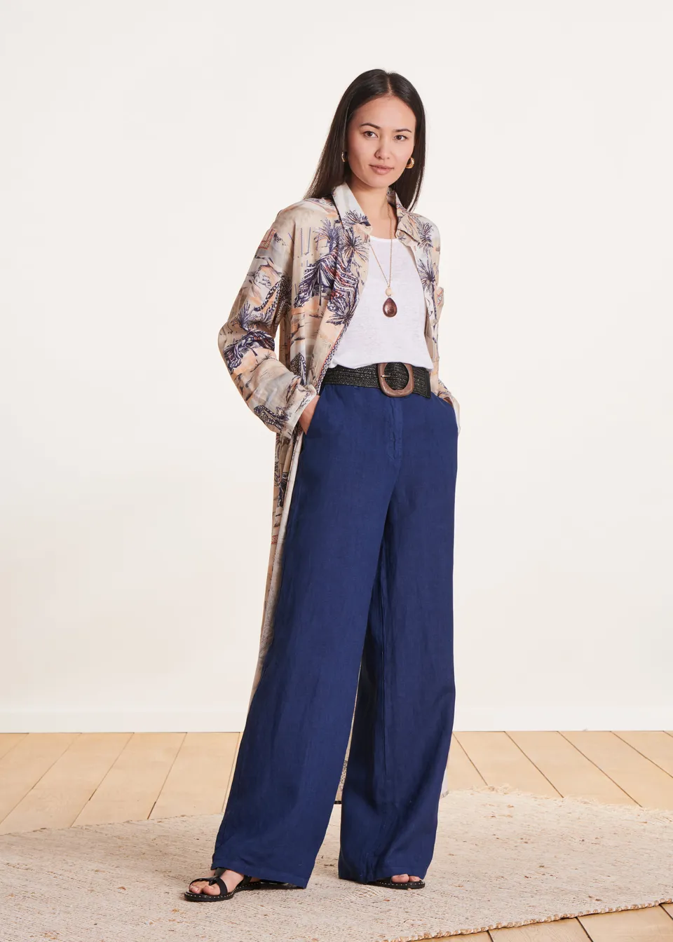 la-f-e-marabout-e-pantalons-jeans-hose-marine-leinen-weit image 1