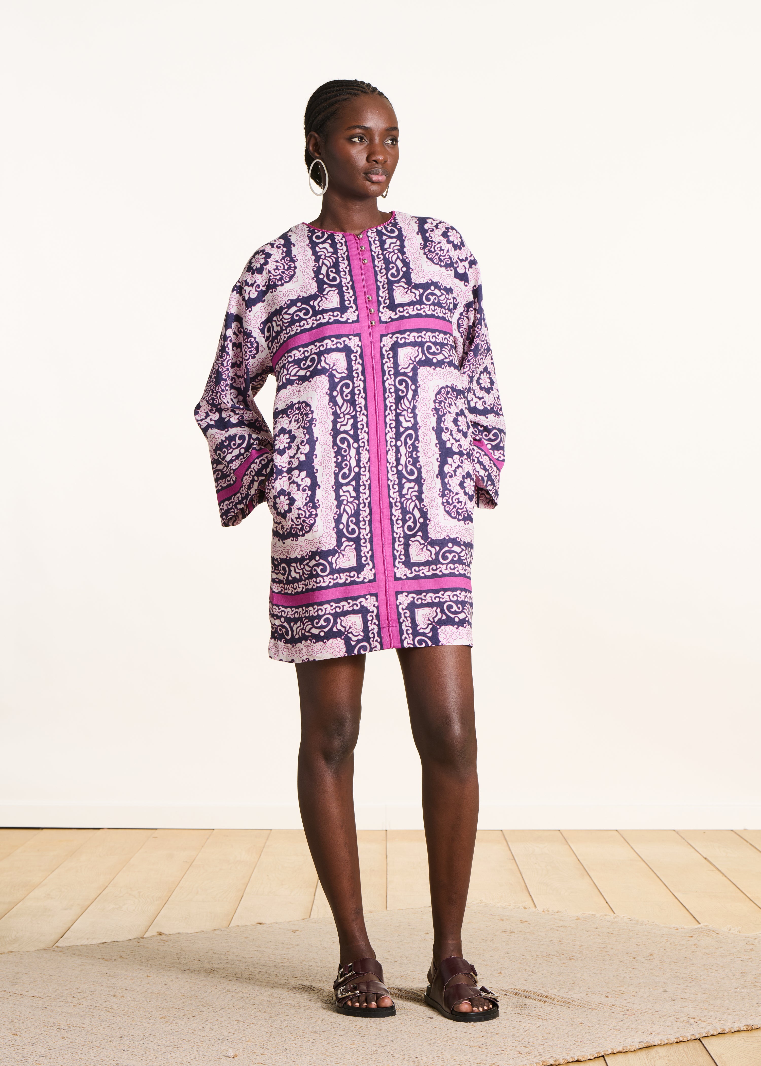 la-f-e-marabout-e-florena-kleid-violett-rosa-bio-baumwolle image 1