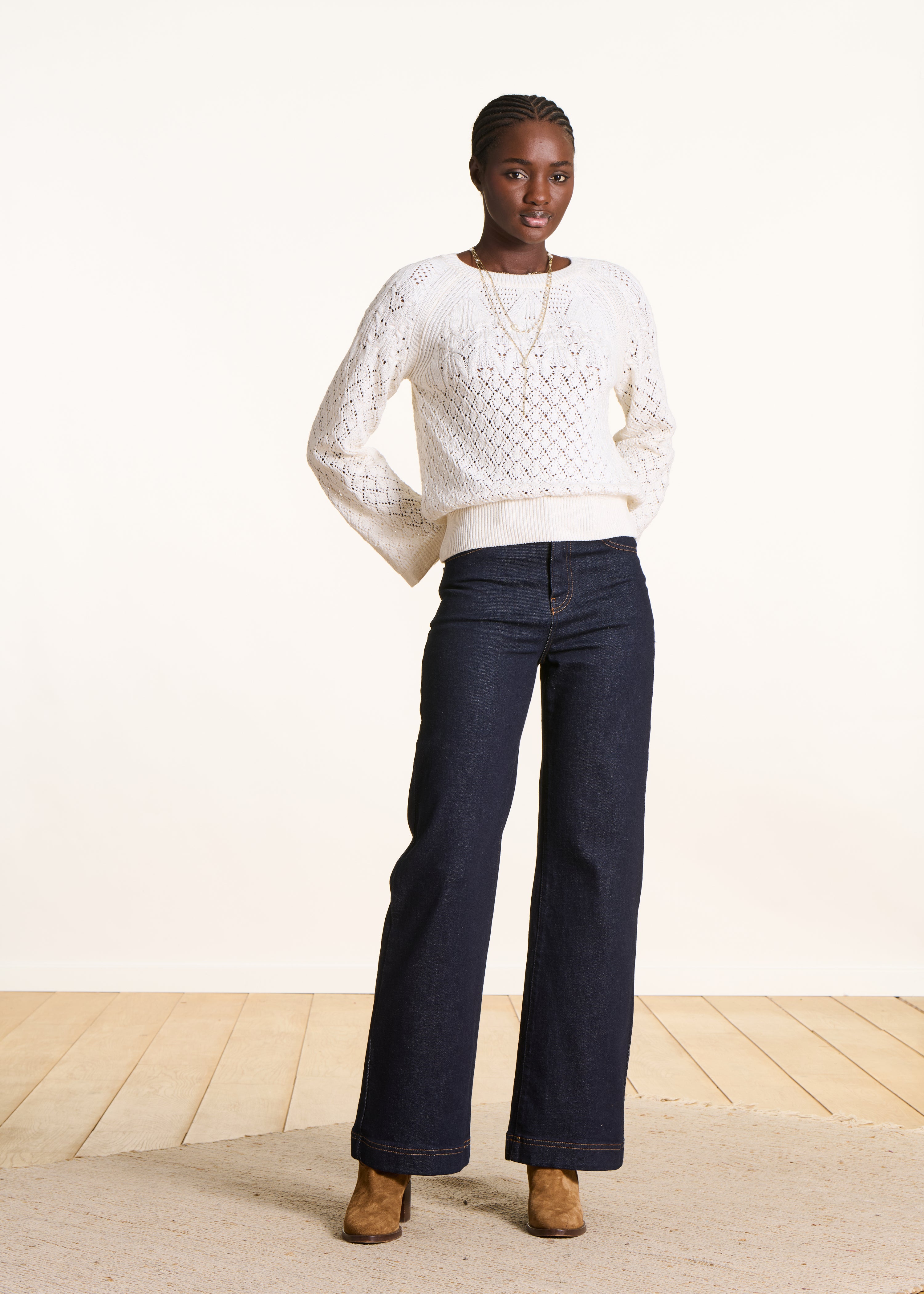 la-f-e-marabout-e-pullover-ecru-lochstrick-langarm image 2