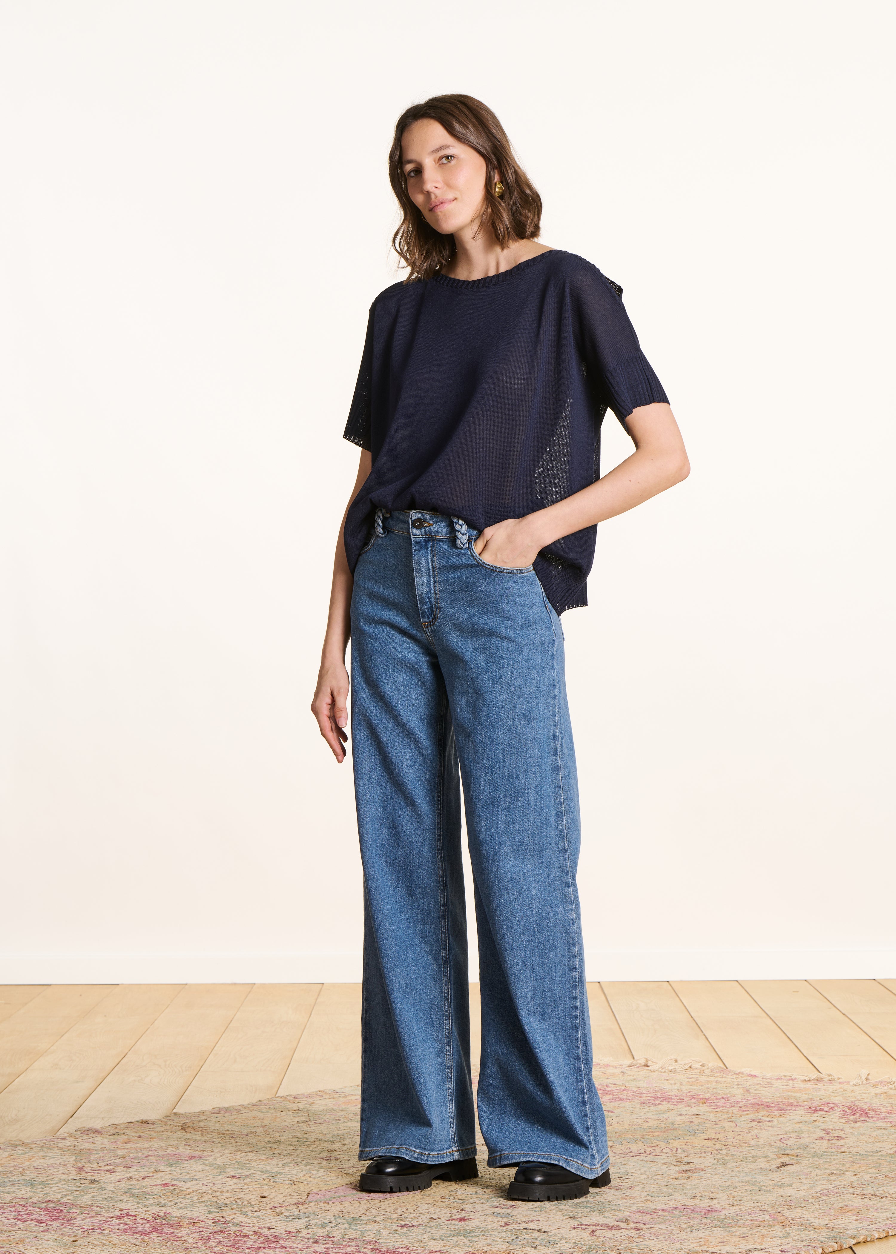 la-f-e-marabout-e-firmini-pullover-kurzarm-marine image 2