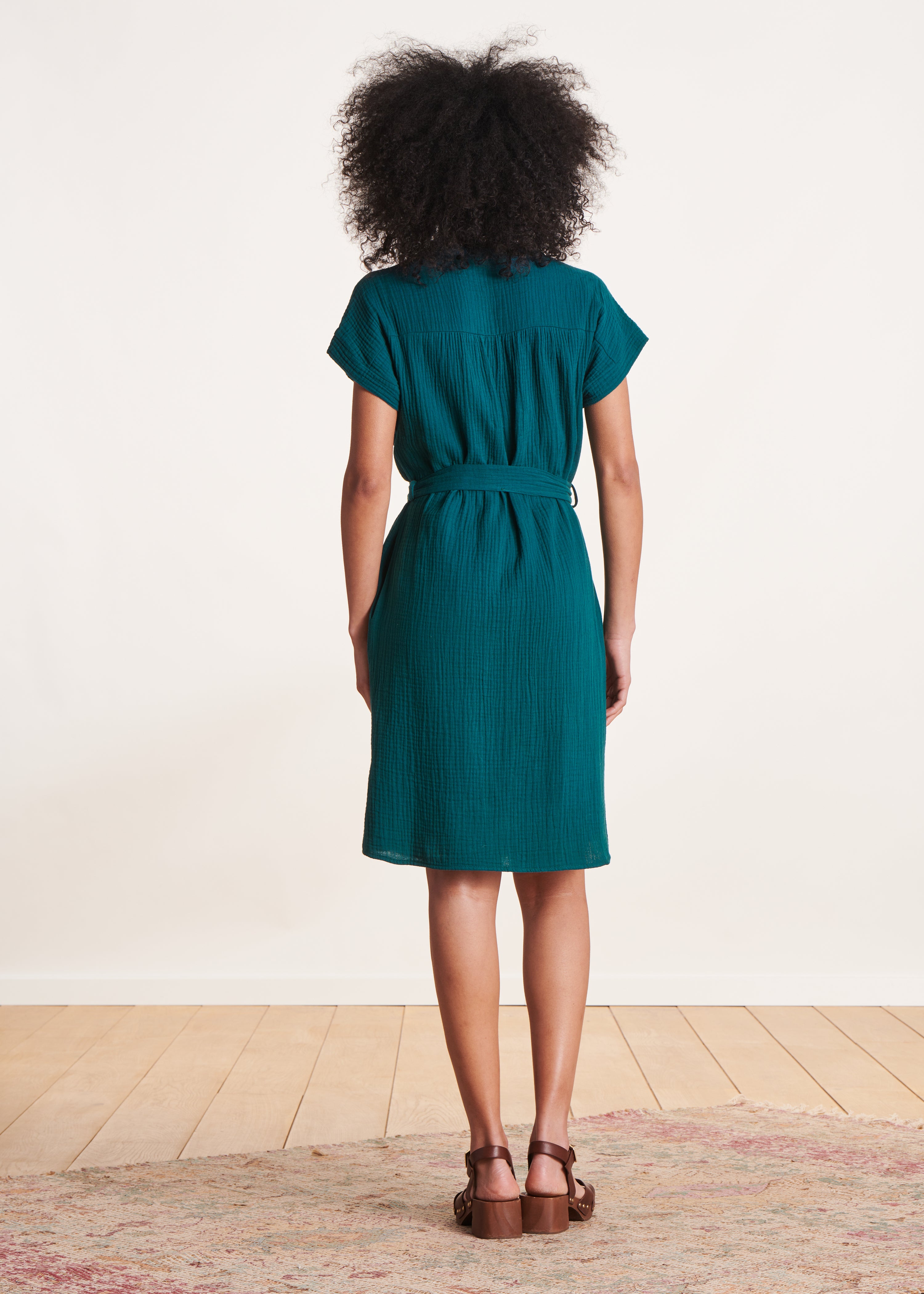 la-f-e-marabout-e-kleid-petrol-bio-musselin-kurz image 2