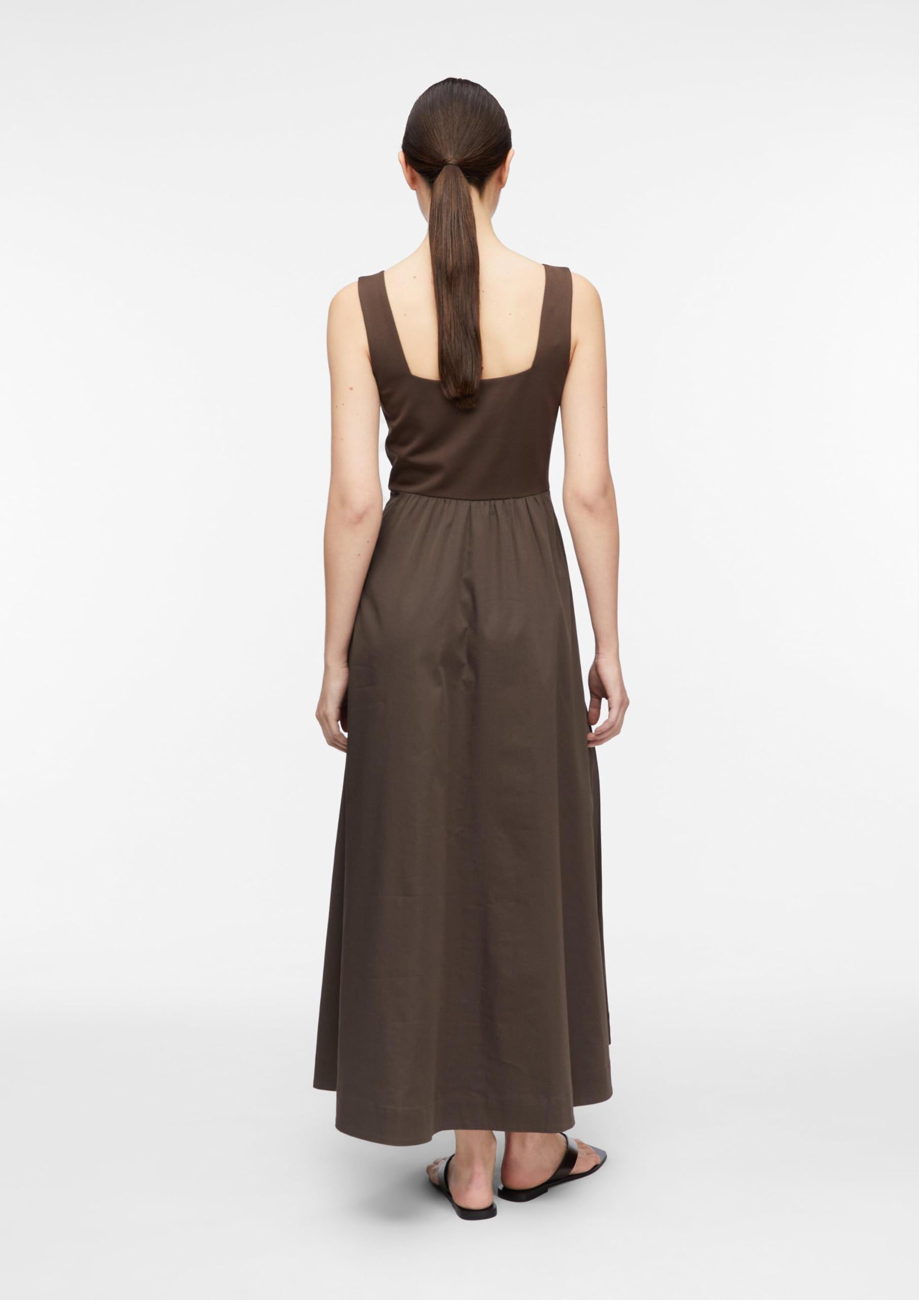 comma-jersey-popeline-kleid-gr-36-lang-dunkelbraun-taschen image 7