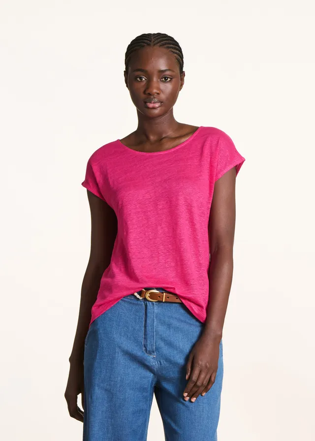 la-f-e-marabout-e-tops-t-shirts-t-shirt-fuchsia-leinen image 1