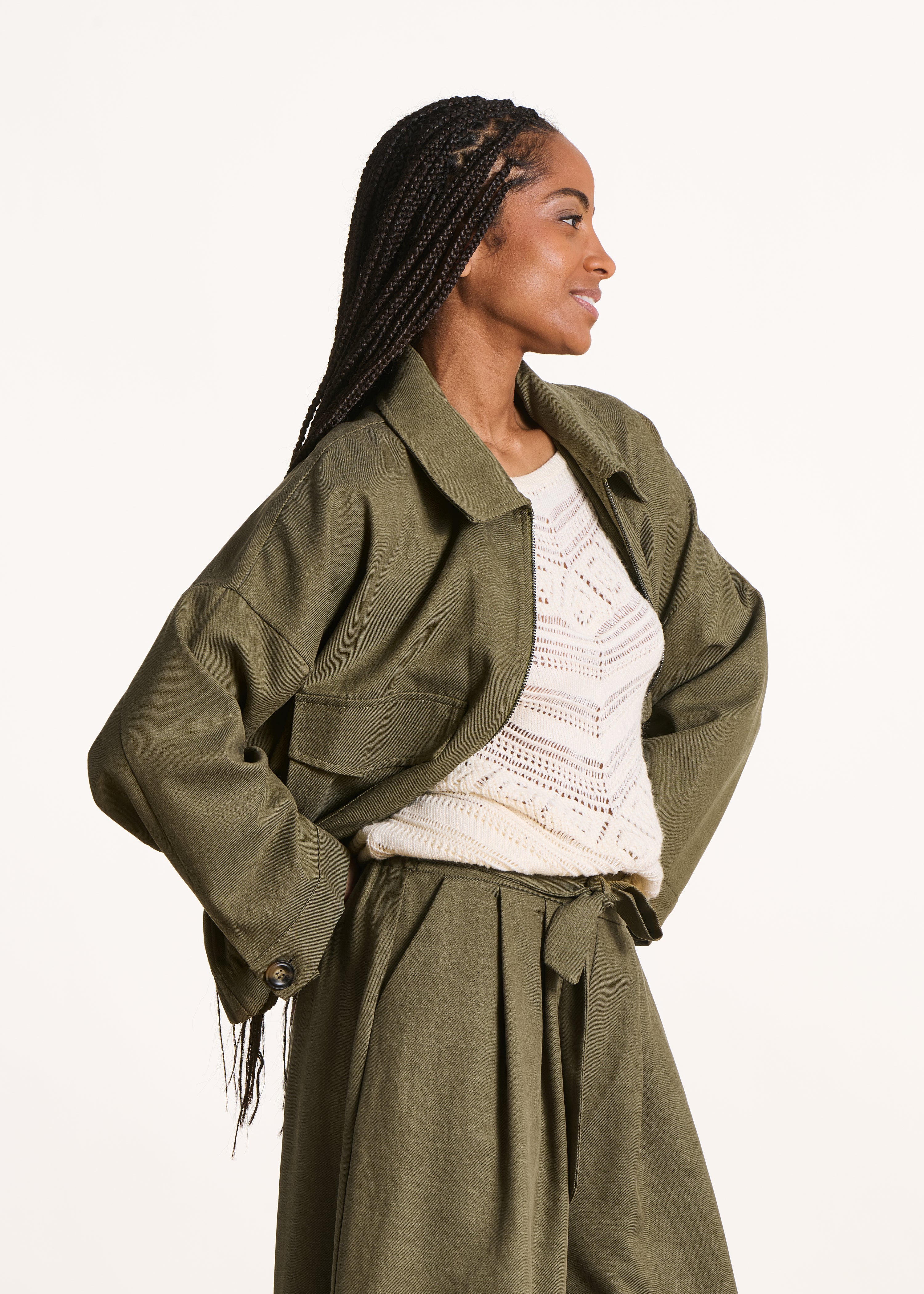 la-f-e-marabout-e-blouson-kaki-jacke-hemdkragen-lyocell image 2