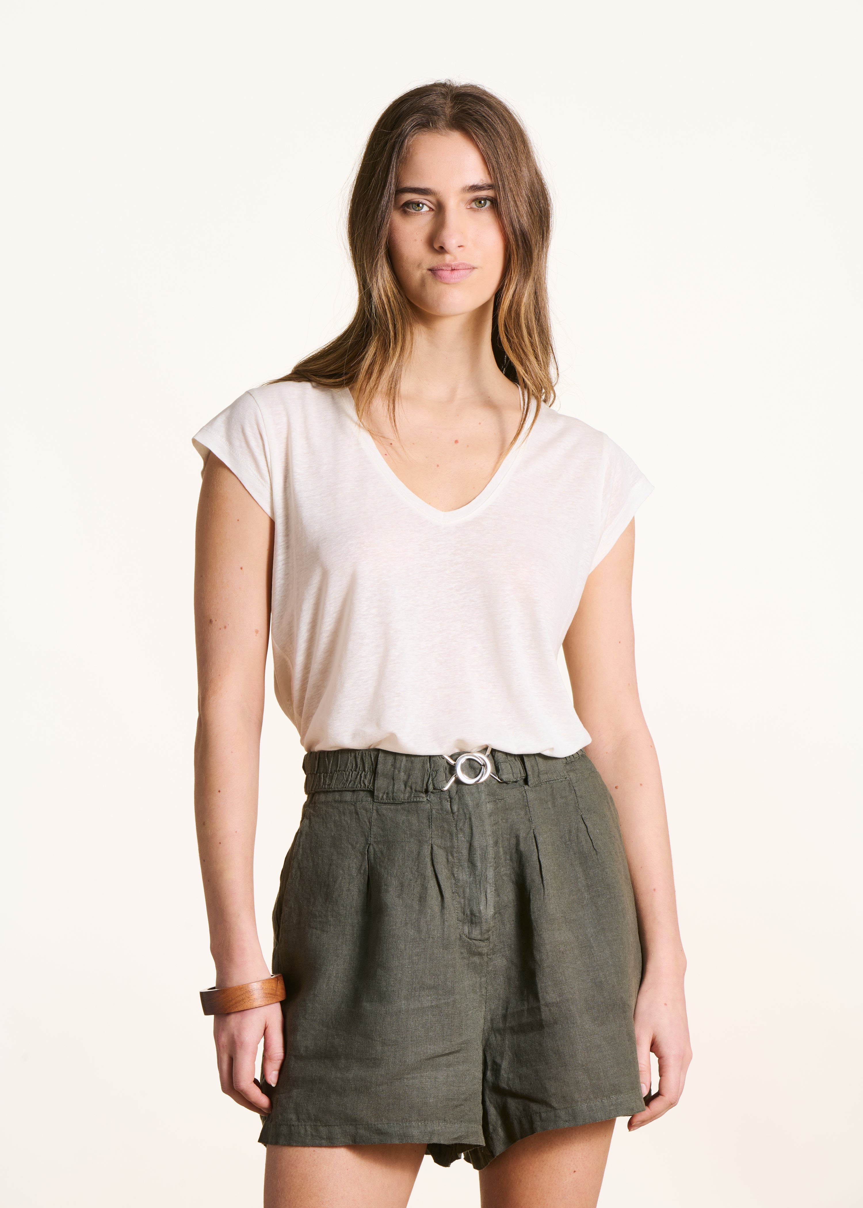la-f-e-marabout-e-tops-t-shirts-t-shirt-ecru-lyocell-v-ausschnitt image 1
