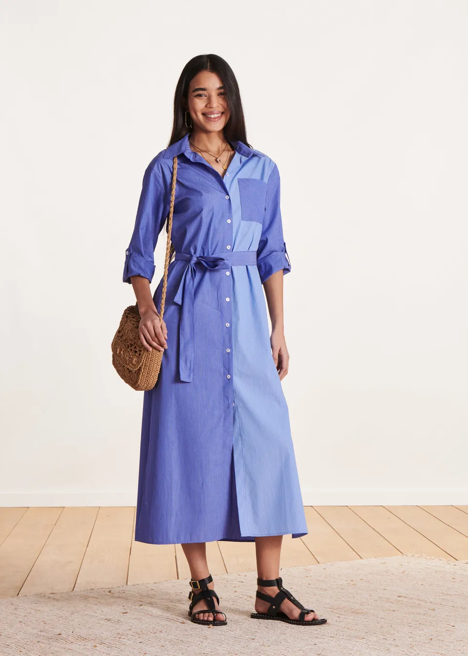 la-f-e-marabout-e-robes-vietnam-hemdkleid-baumwolle-blau-midi image 1