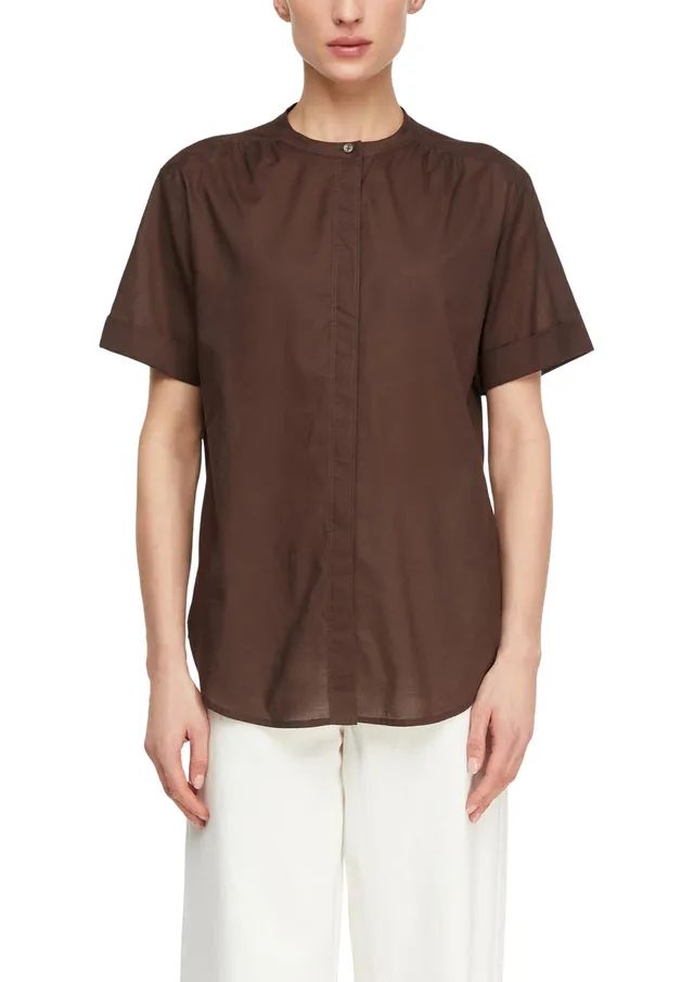 comma-blouses-damen-bluse-kurzarm-stehkragen-baumwolle-2 image 1