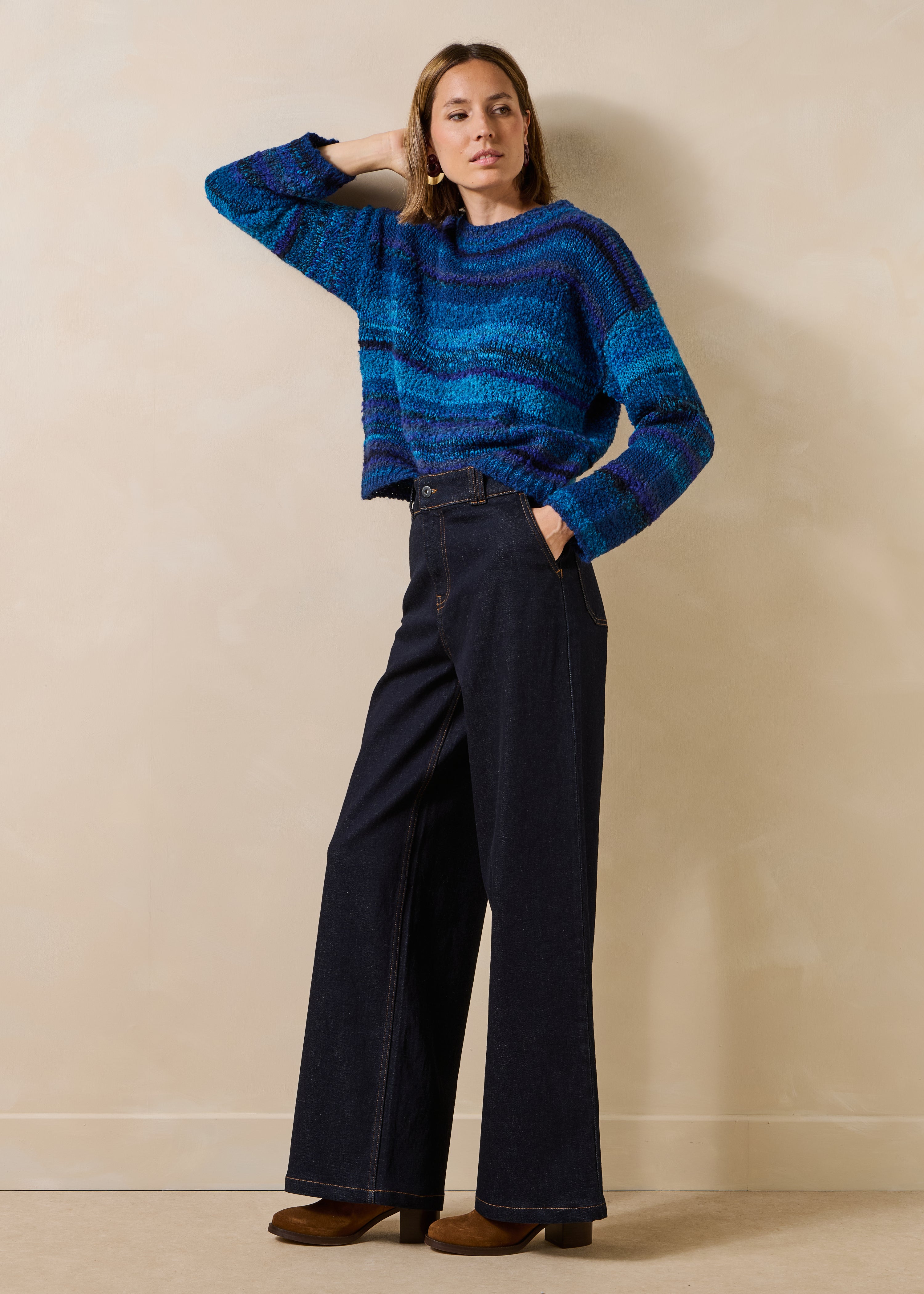 la-f-e-marabout-e-tresia-pullover-azurblau-oversize-gestreift image 2
