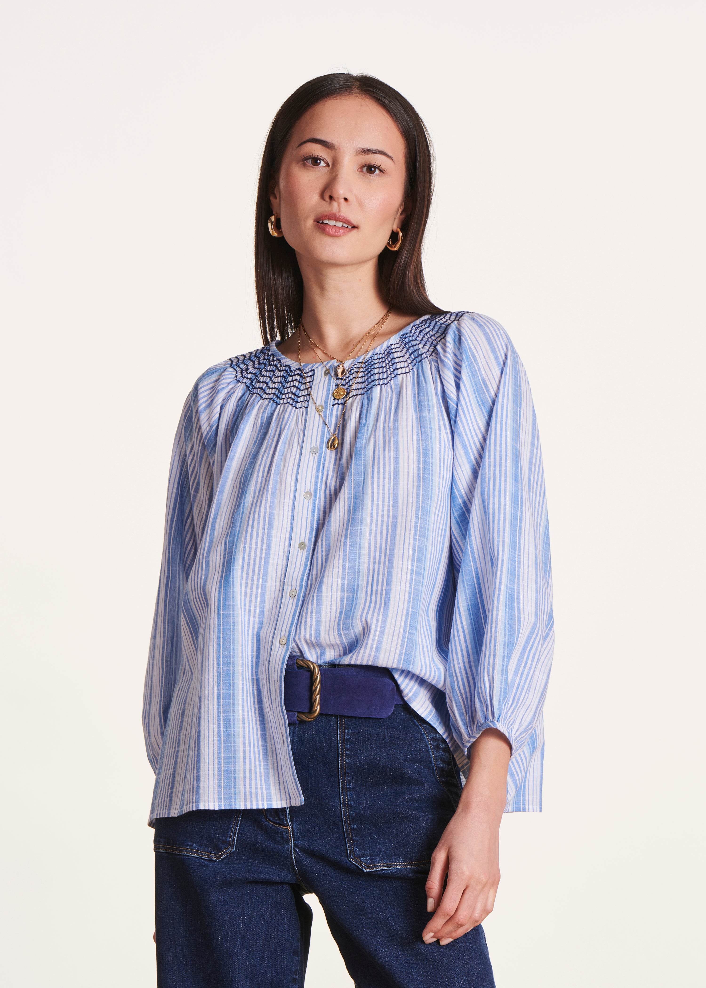 la-f-e-marabout-e-bluse-hellblau-gestreift-baumwolle image 1