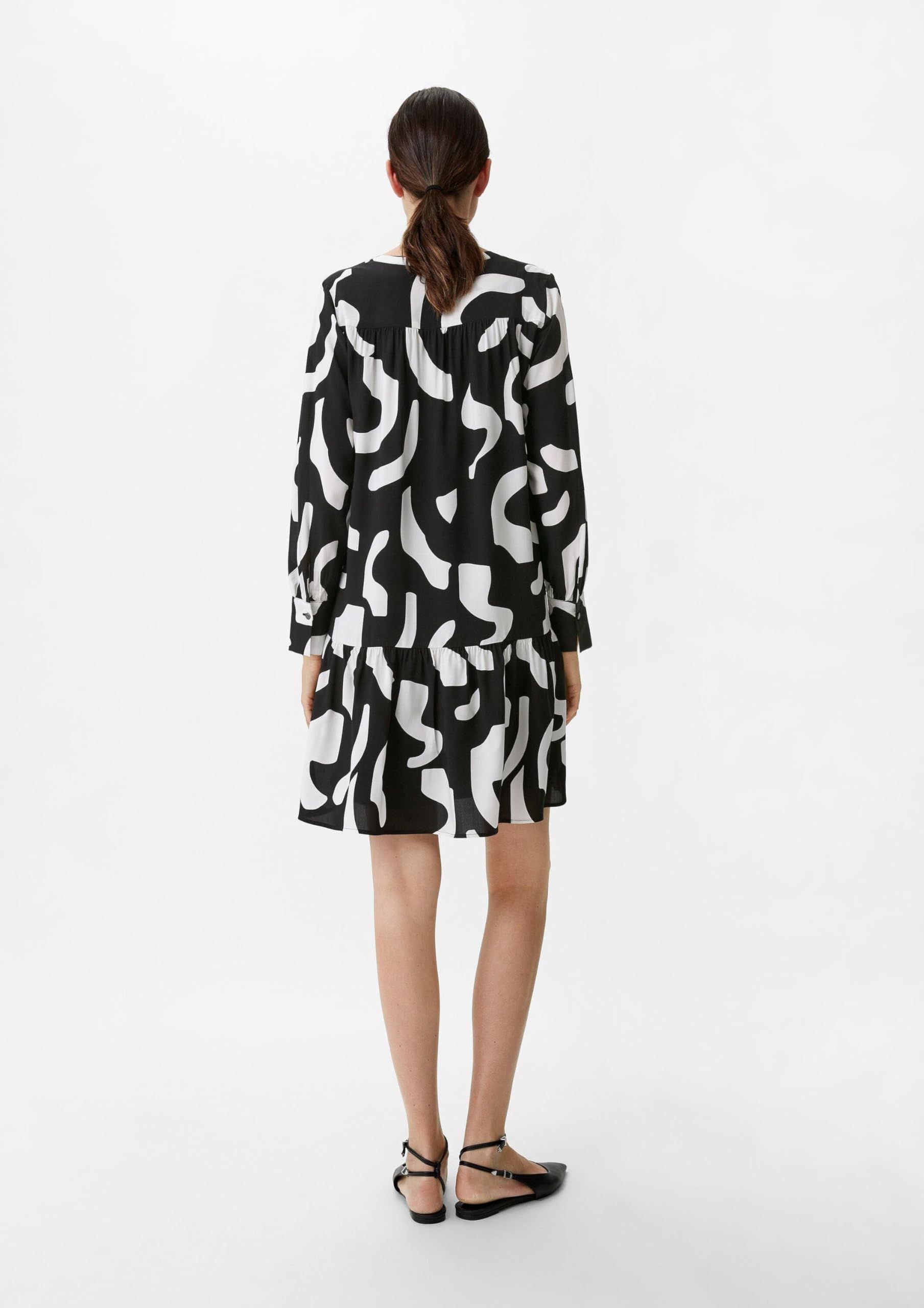 comma-dresses-kleid-allover-print-v-ausschnitt-gr-38-schwarz image 6