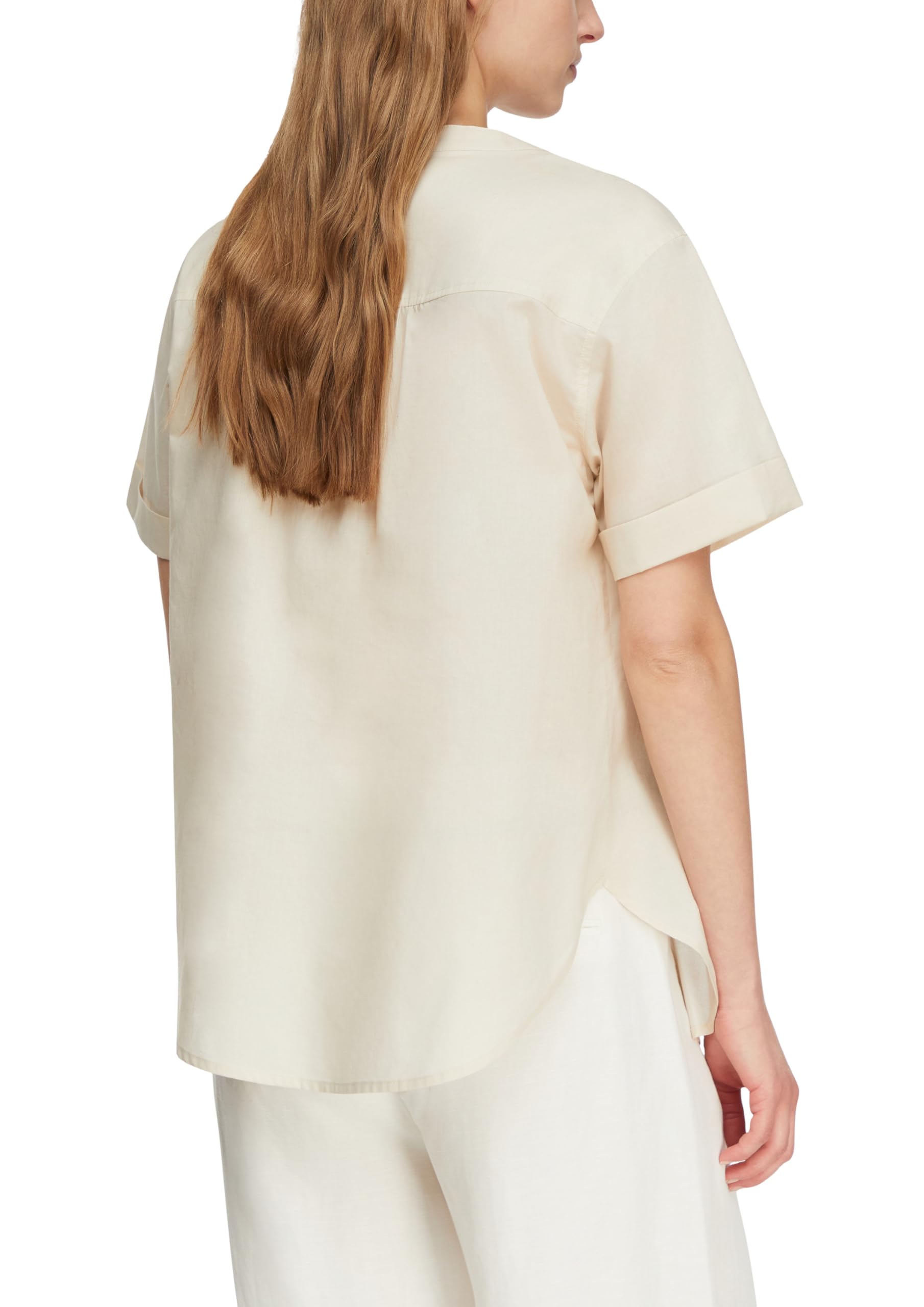 comma-blouses-damen-bluse-kurzarm-stehkragen-baumwolle image 2