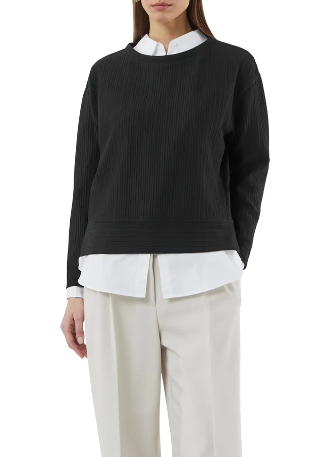 comma-strukturiertes-sweatshirt-pullover-gr-e-38-mit-b-ndchen image 1