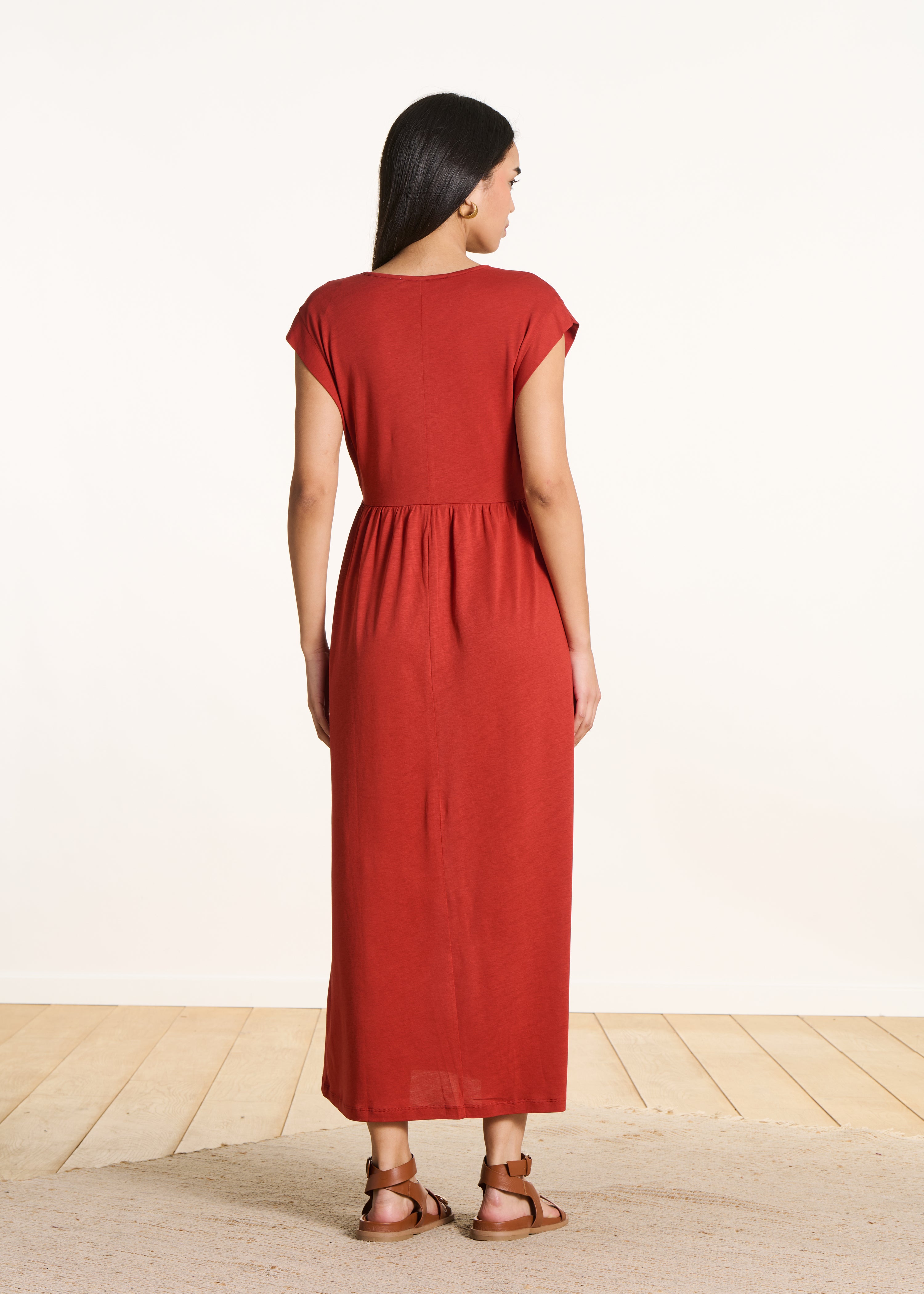 la-f-e-marabout-e-drazic-midikleid-rot-v-ausschnitt-lyocell image 3