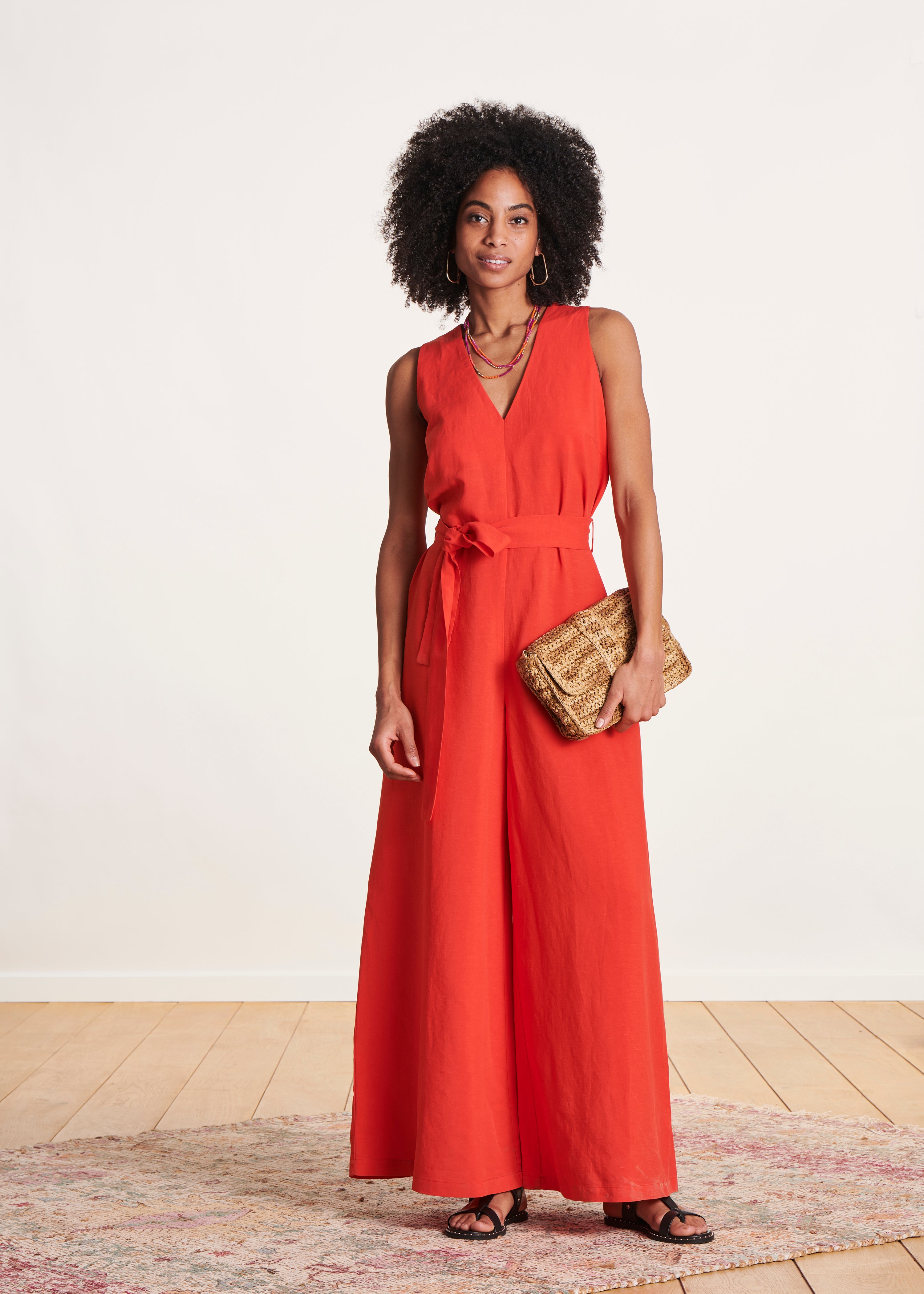 la-f-e-marabout-e-lom-e-overall-orange-v-ausschnitt-leinen image 1