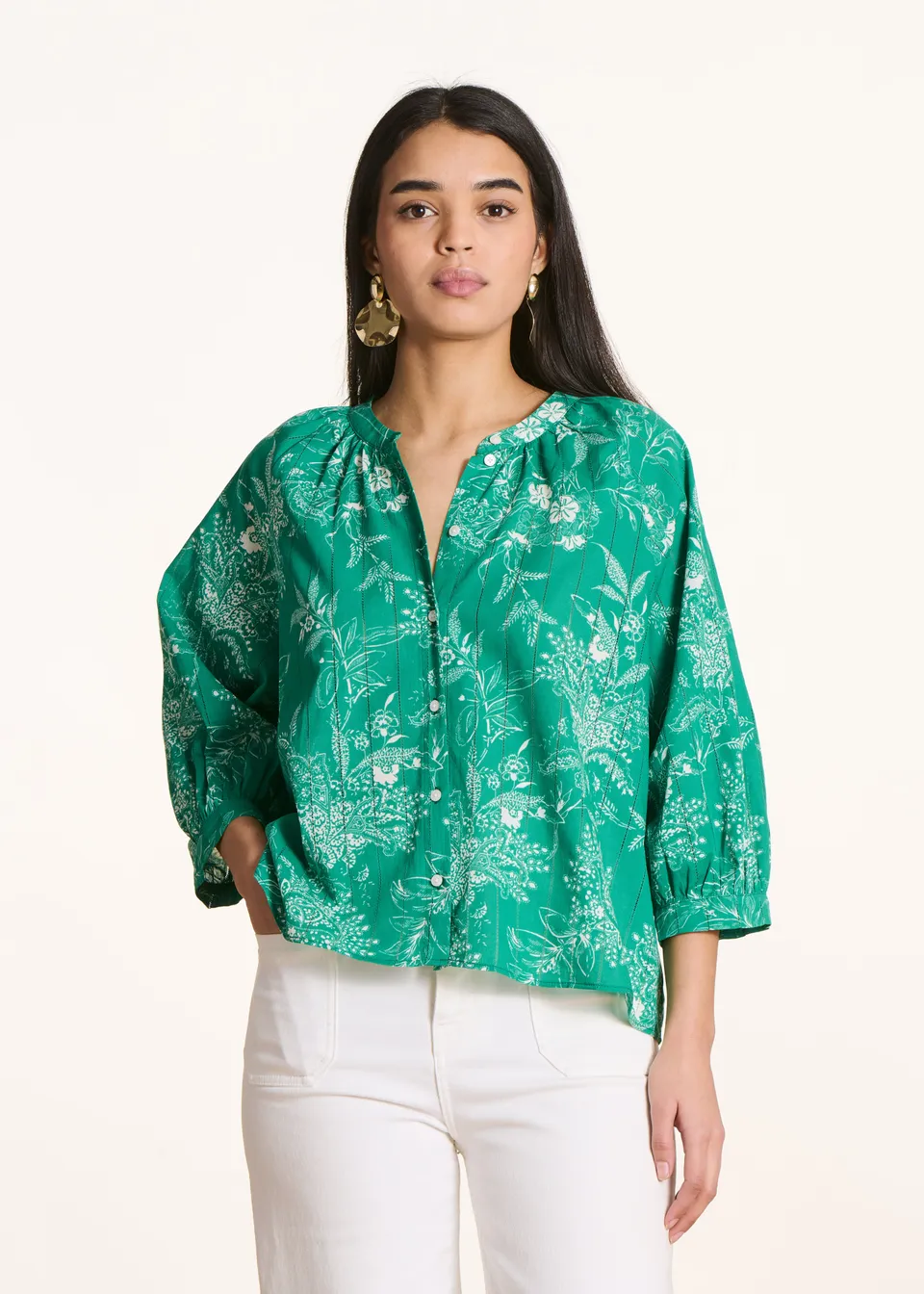 la-f-e-marabout-e-felvia-bluse-gr-n-floral-gr-38-bio-baumwolle image 1
