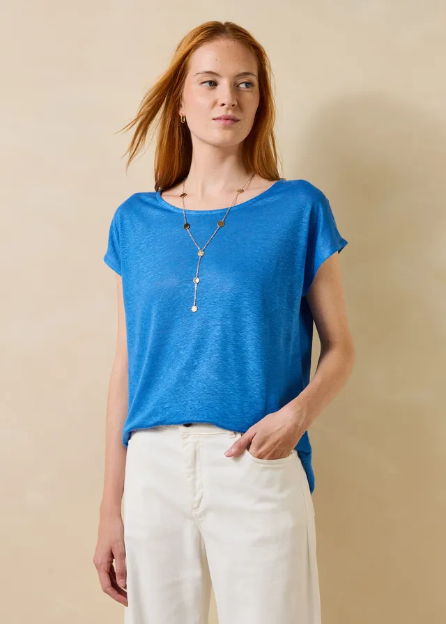 la-f-e-marabout-e-virano-t-shirt-blau-leinen-gerader-schnitt image 1