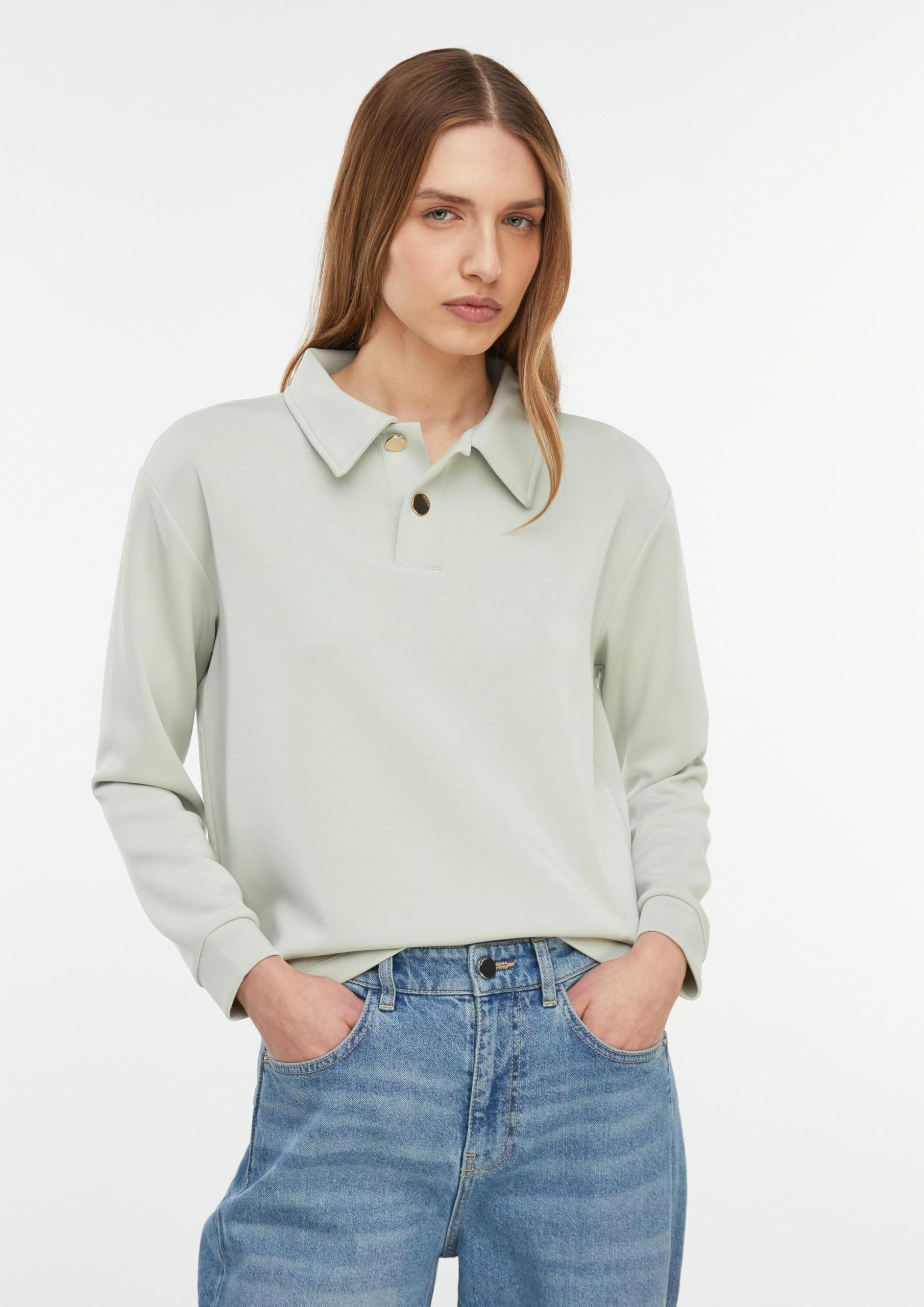 comma-damen-sweatshirt-polokragen-langarm-polo-optik image 3