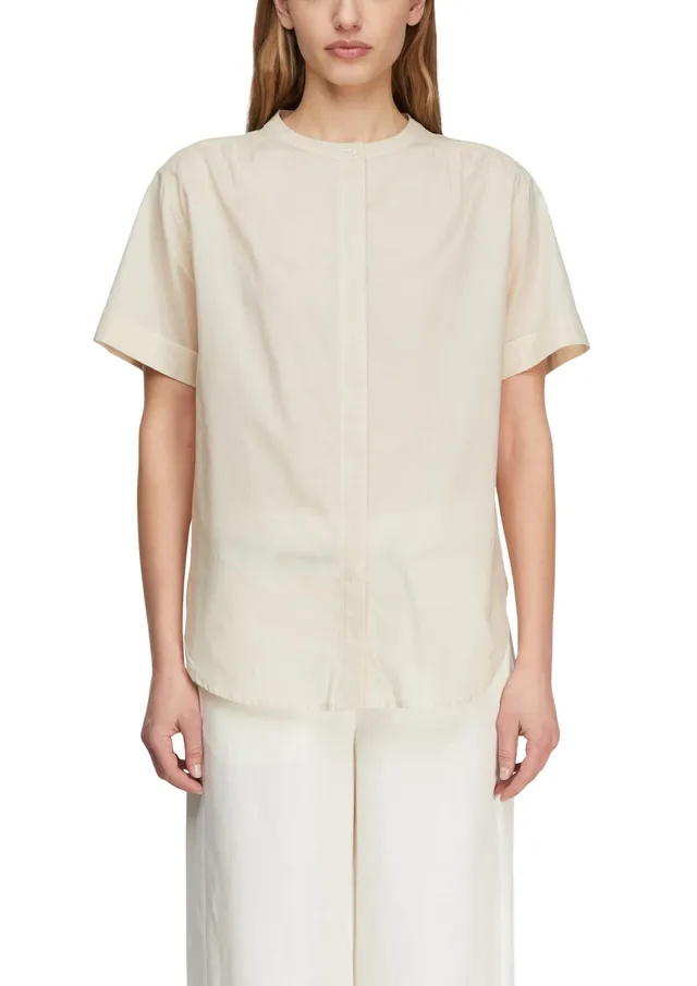 comma-blouses-damen-bluse-kurzarm-stehkragen-baumwolle image 1