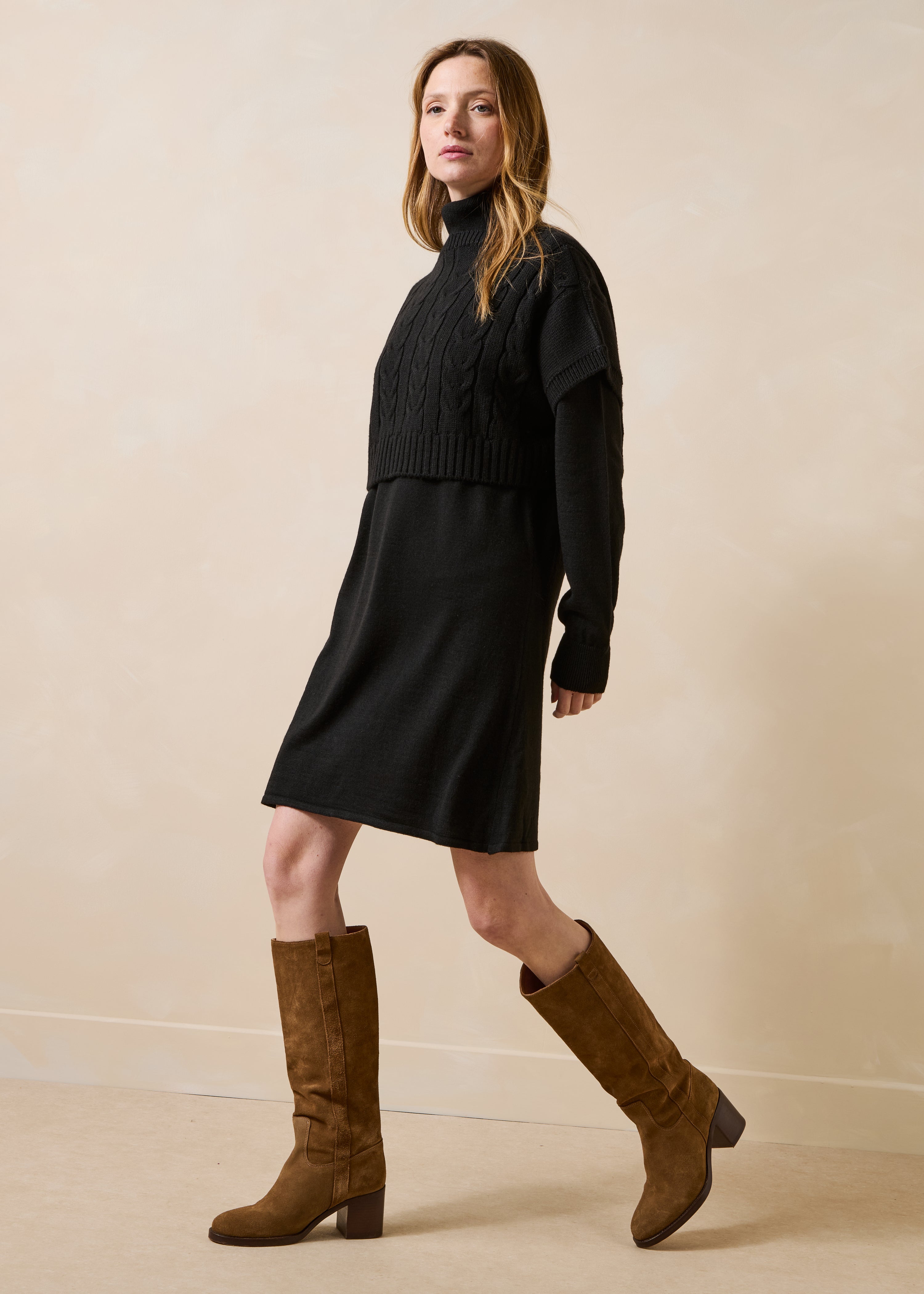 la-f-e-marabout-e-gorfou-kleid-schwarz-kurz-strick image 2