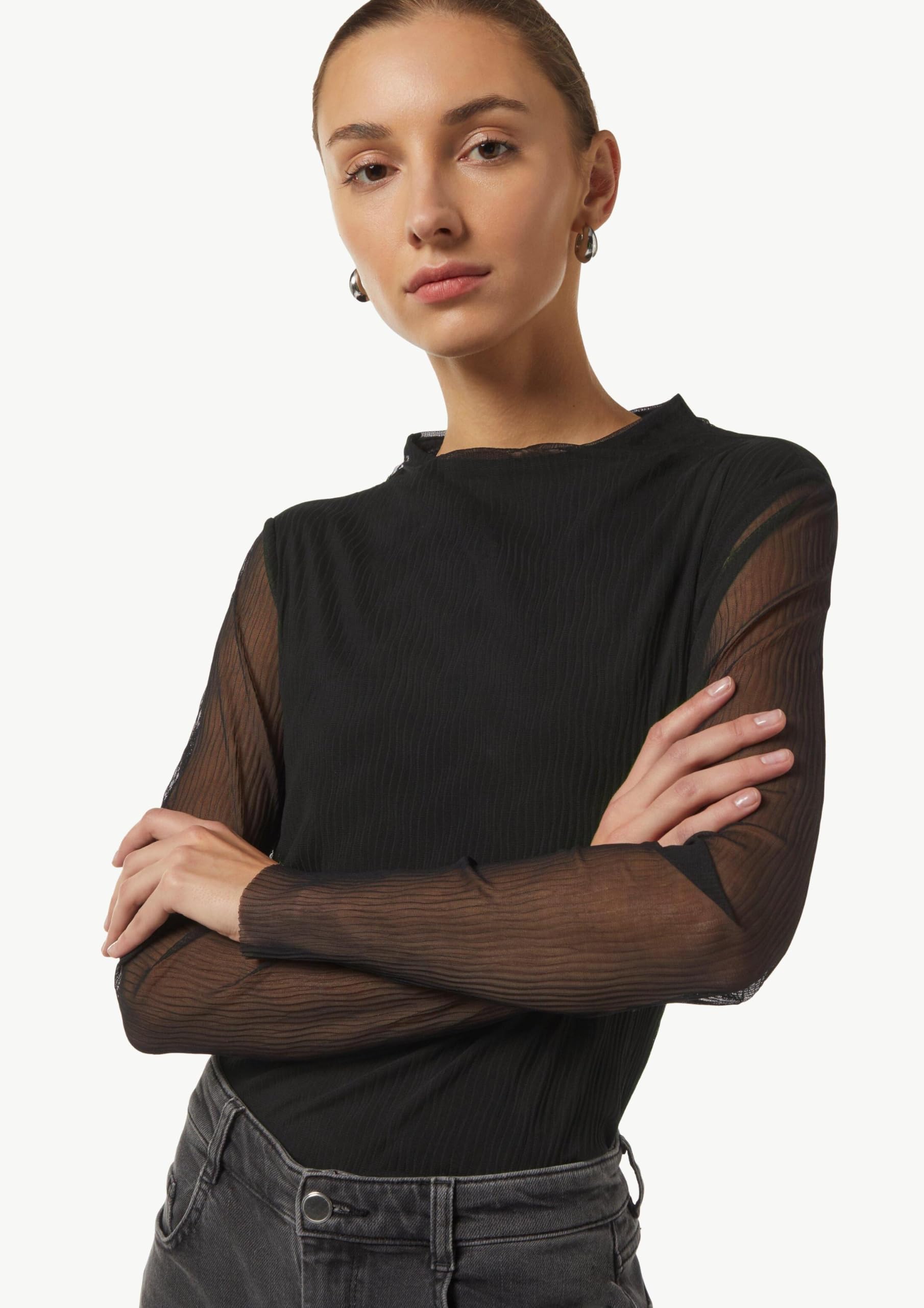 comma-2157793-mesh-longsleeve-gr-44-plissee-shirt image 5