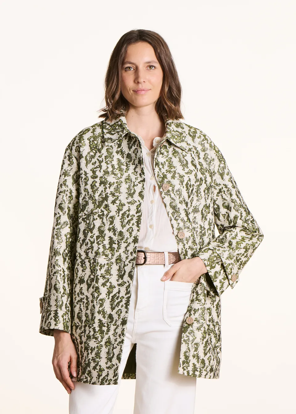 la-f-e-marabout-e-dovane-mantel-khaki-jacquard-3-4 image 1