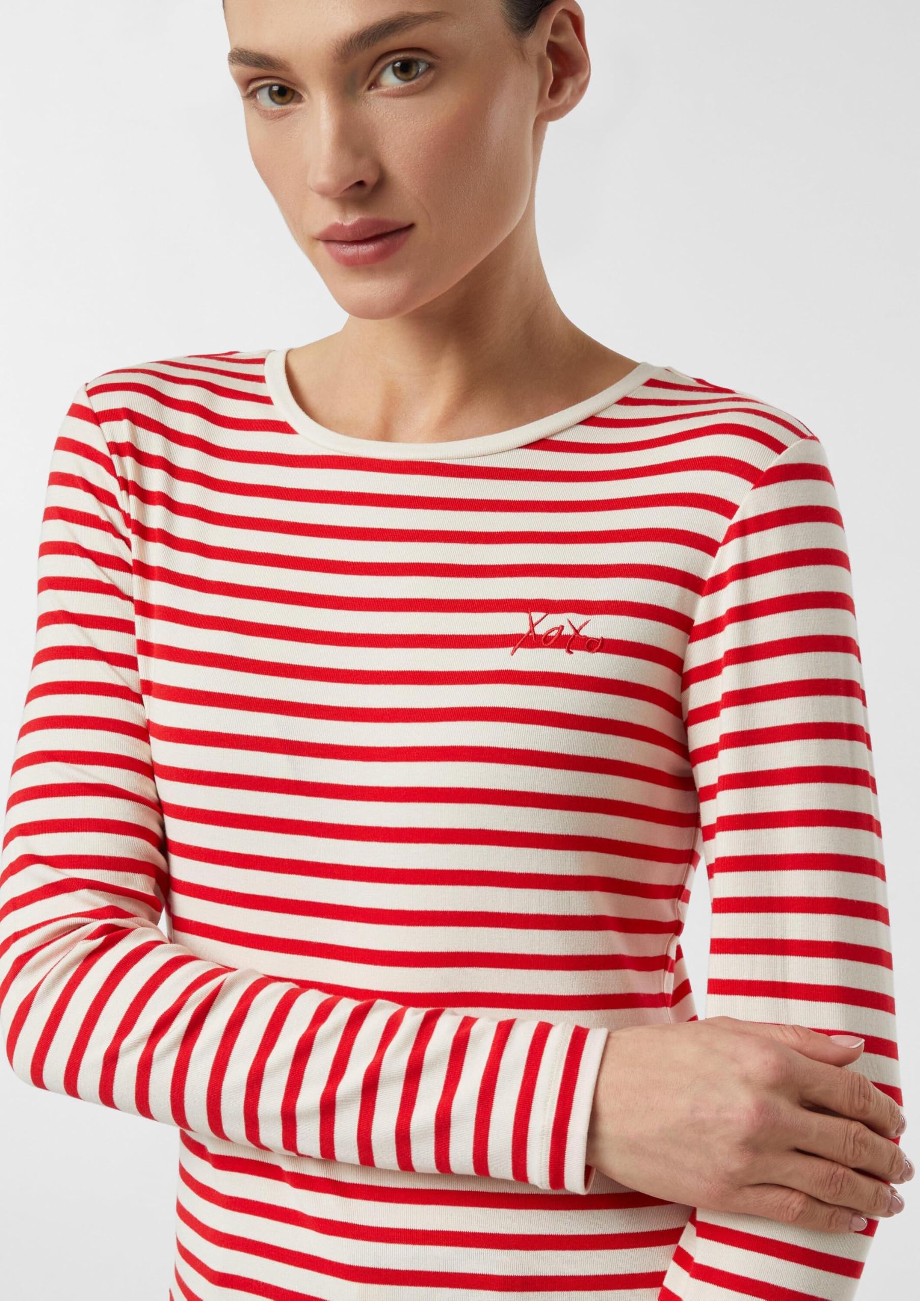 comma-damen-t-shirt-langarm-slim-fit-gestreift-stickerei-gr-40 image 5