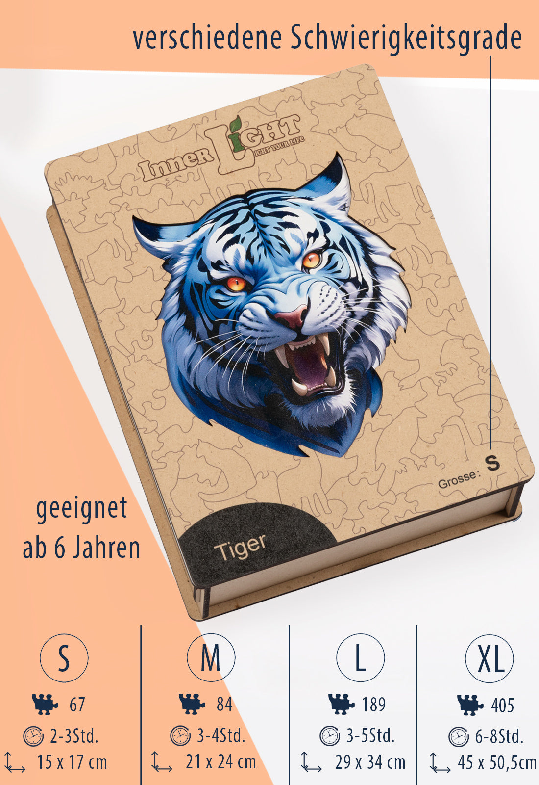 moshiki-tiger-holzpuzzle-tiermotiv-blau-wei image 1