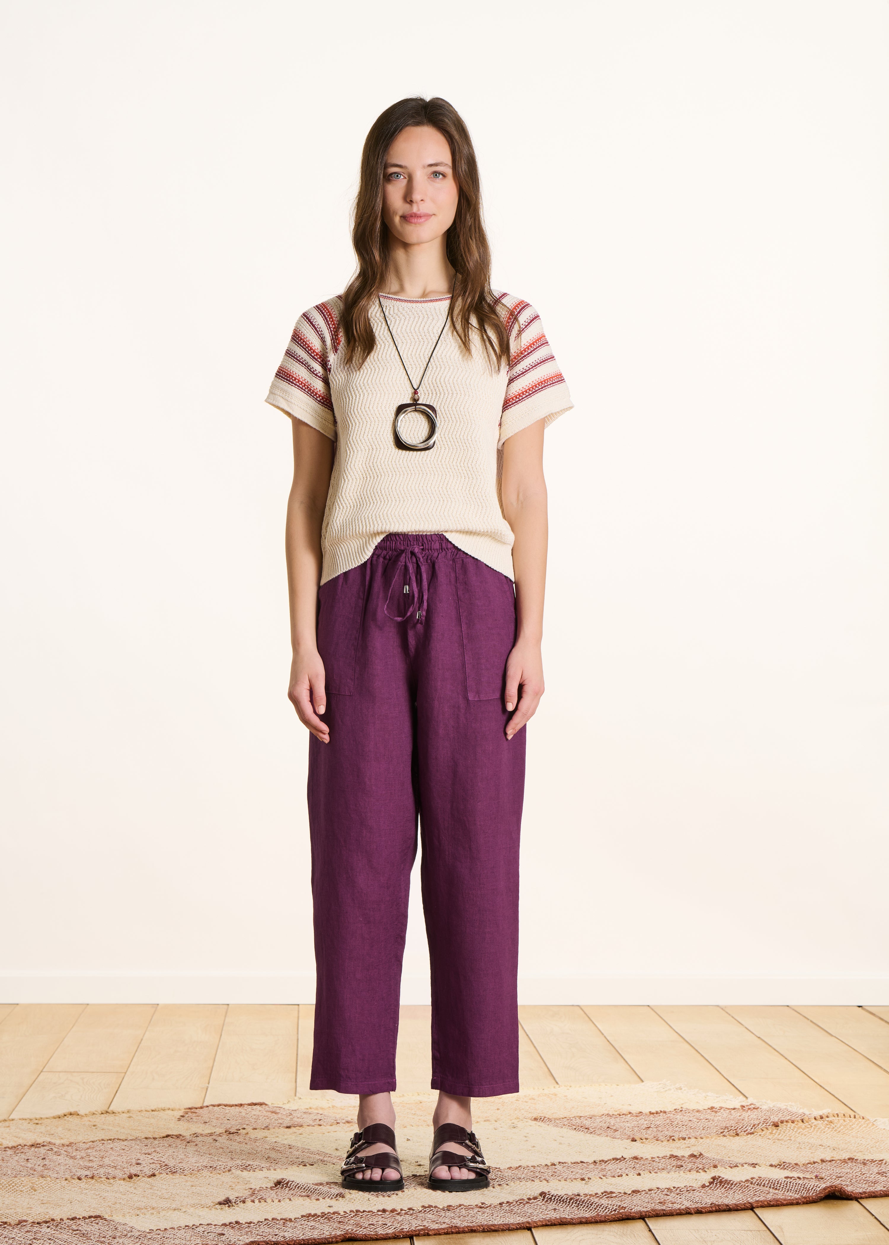 la-f-e-marabout-e-pantalons-leinenhose-7-8-lila-lin-feige-elastisch image 1