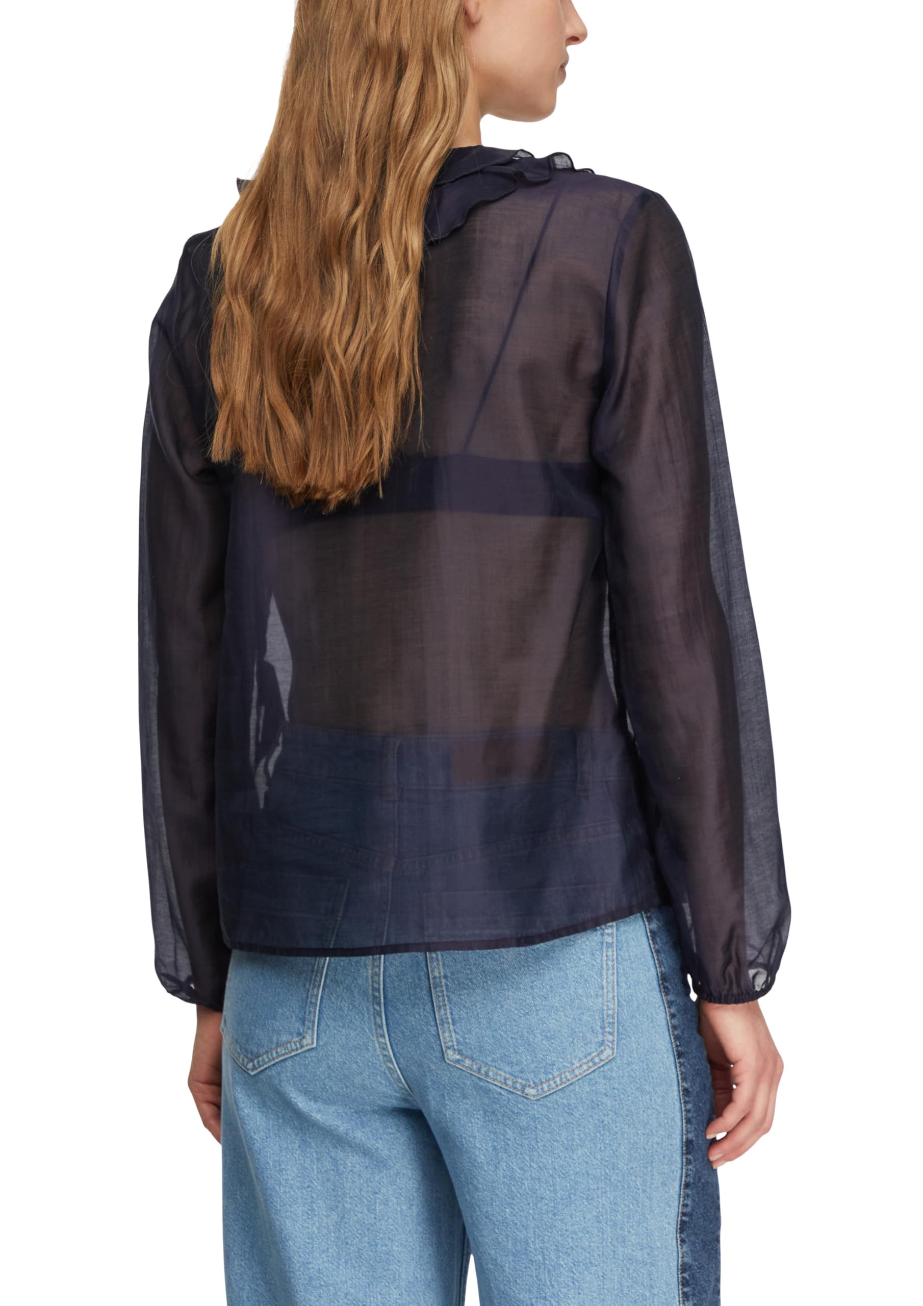 comma-bluse-lyocell-volants-damen-gr-40-navy image 2