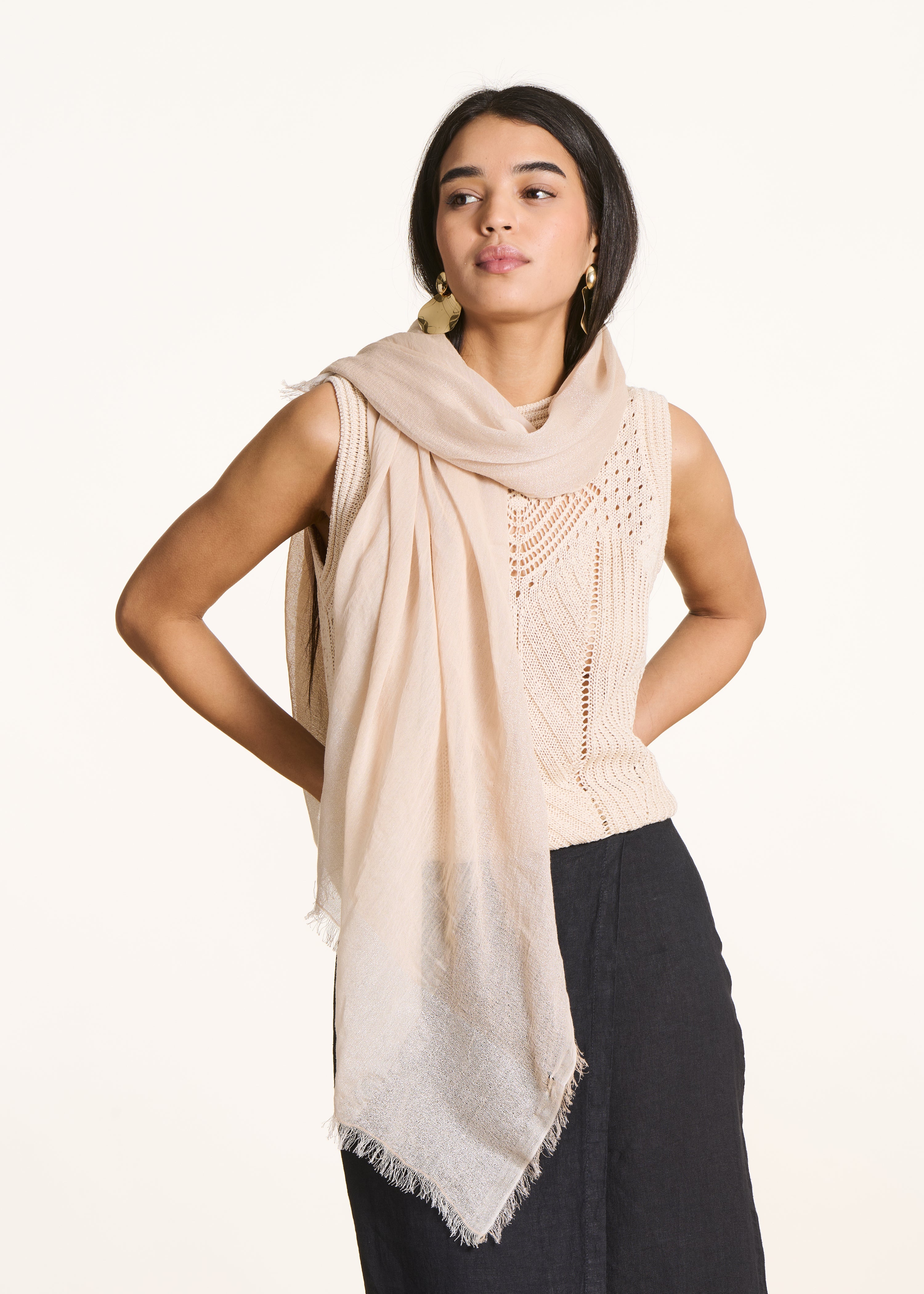 la-f-e-marabout-e-dagrun-tuch-ecru-baumwolle-lurex-fransen image 1