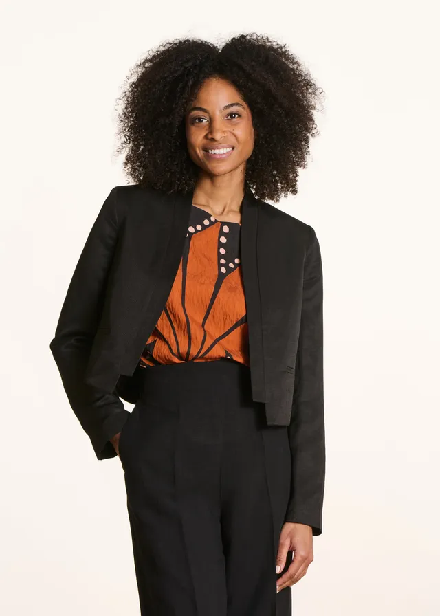 la-f-e-marabout-e-french-blazer-schwarz-kurz-leinen-glanz image 1