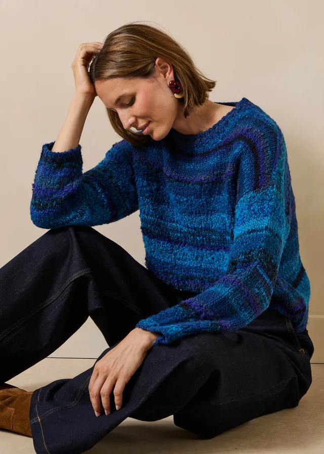 la-f-e-marabout-e-tresia-pullover-azurblau-oversize-gestreift image 1