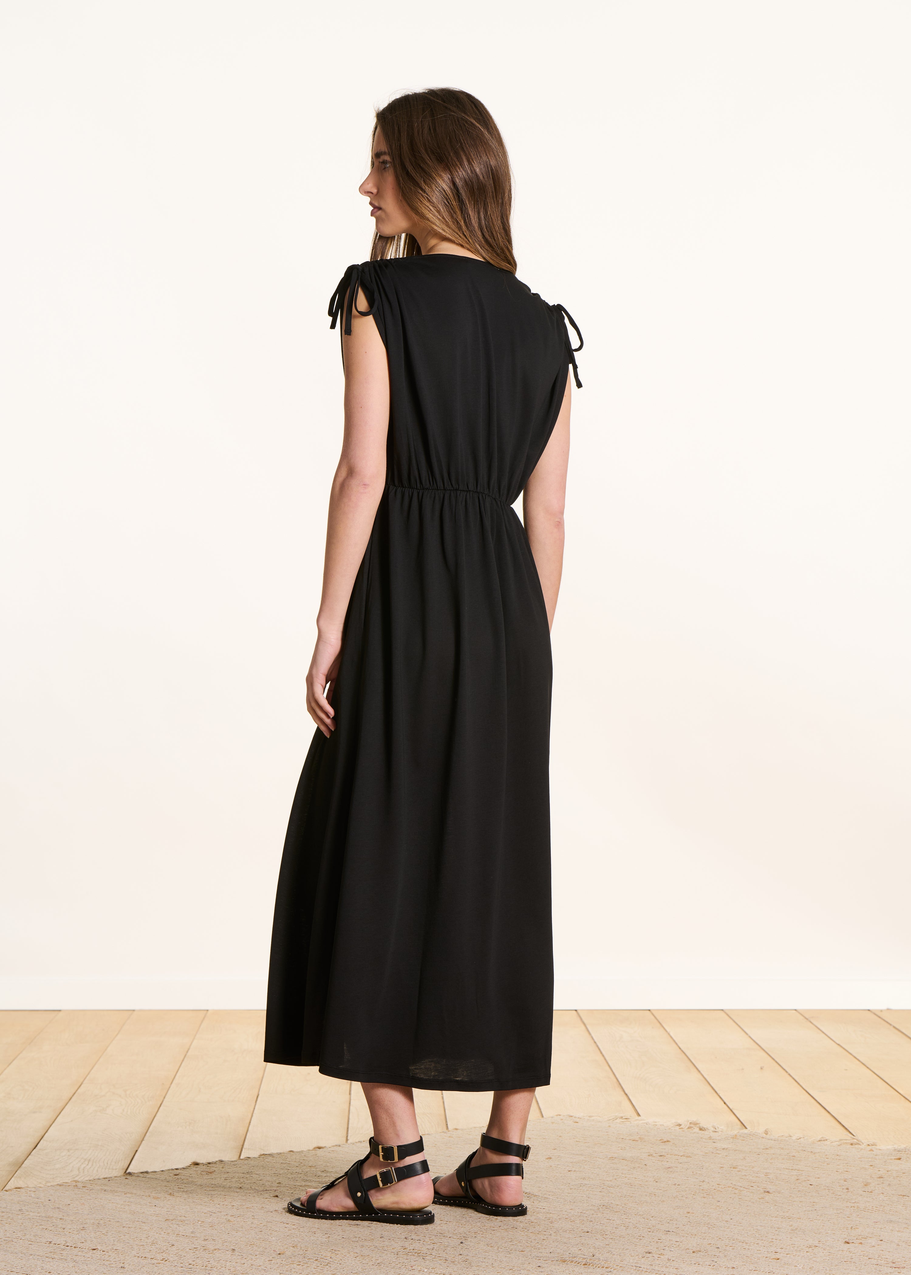 la-f-e-marabout-e-robes-kleid-schwarz-lang-lyocell-xs-xl image 4