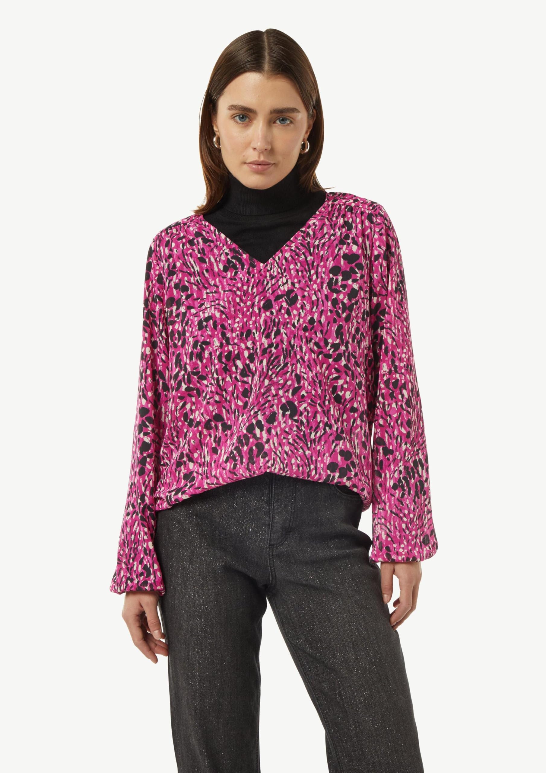comma-chiffonbluse-damenbluse-gr-44-gemustert-v-ausschnitt image 6