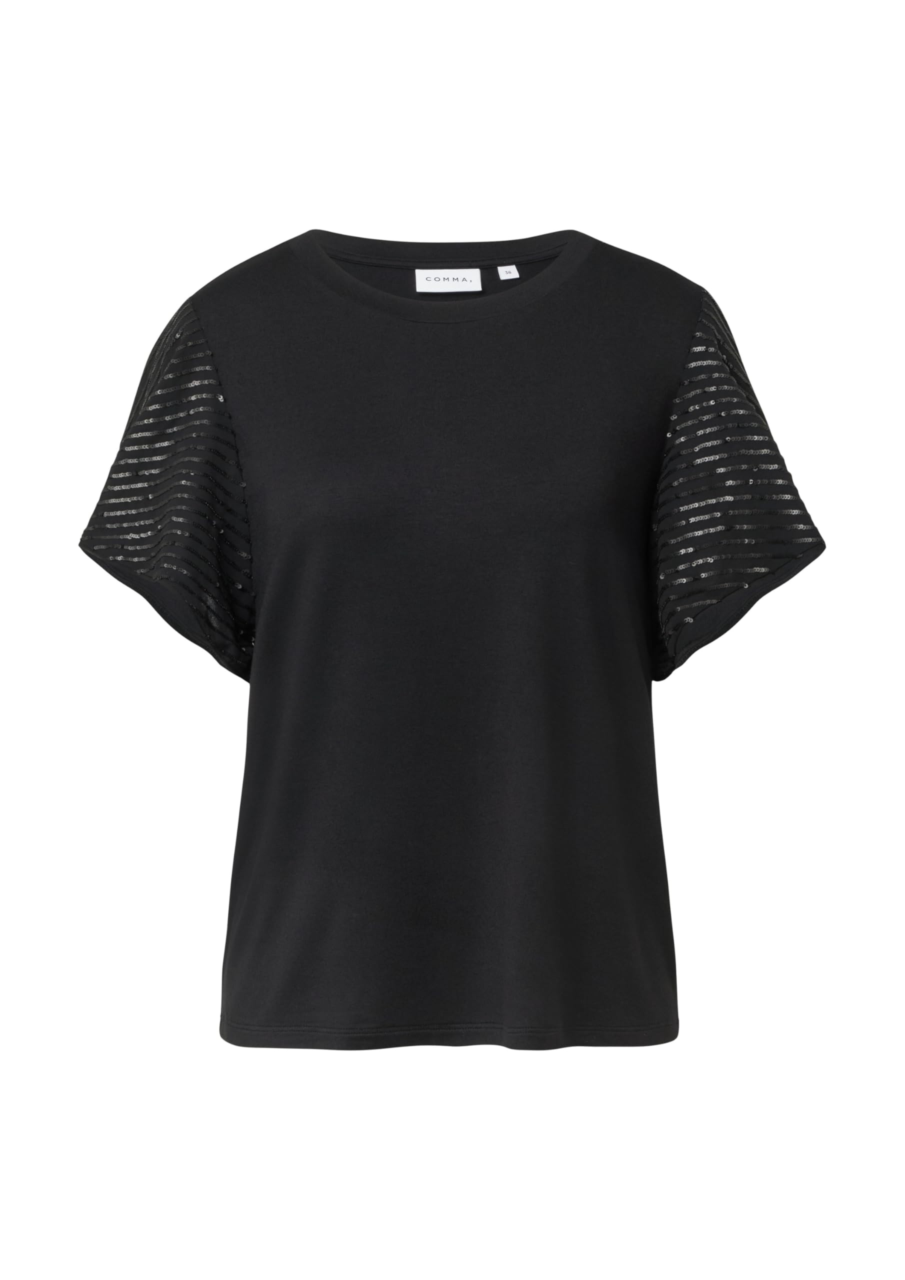 comma-damen-t-shirt-volant-rmel-pailletten-shirt-gr-e-36 image 4