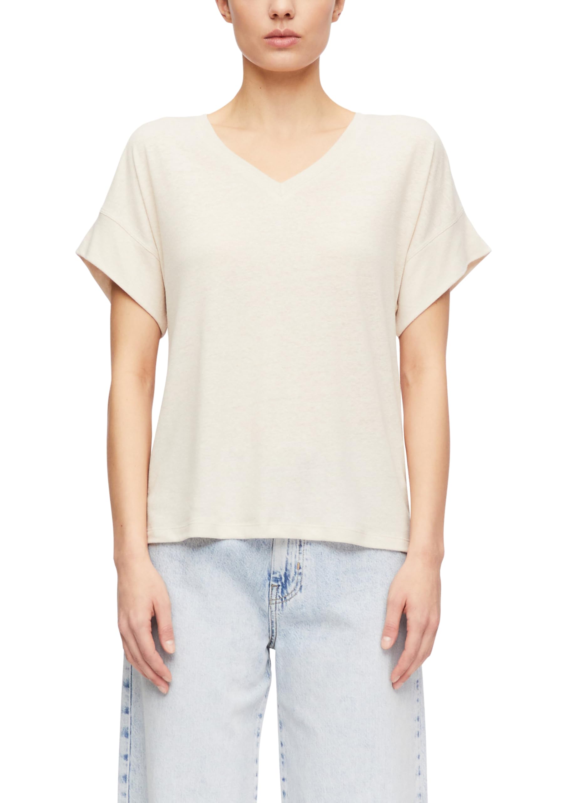 comma-leinenmix-t-shirt-v-ausschnitt-creme image 1