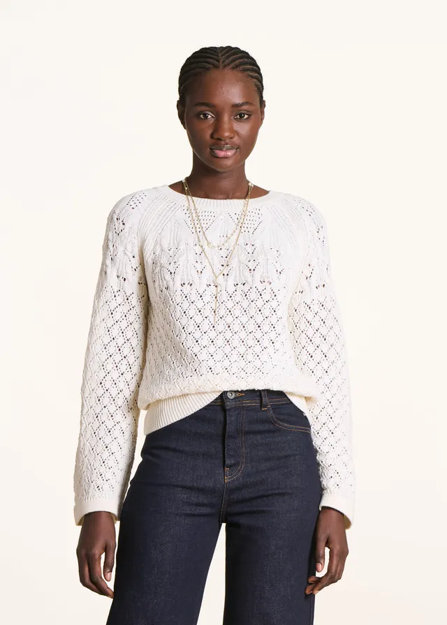 la-f-e-marabout-e-pullover-ecru-lochstrick-langarm image 1