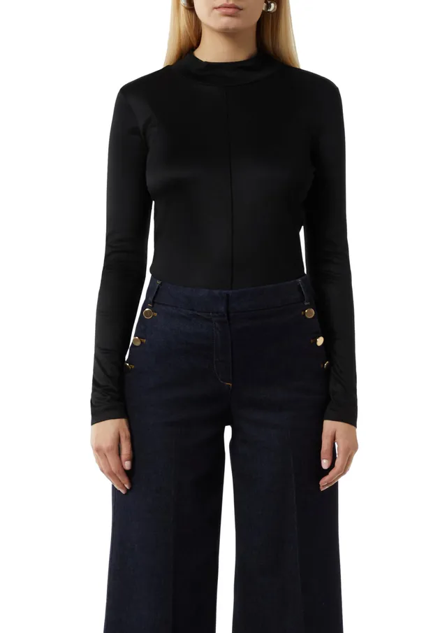 comma-viskoseshirt-longsleeve-turtleneck-schwarz-ziernaht image 1