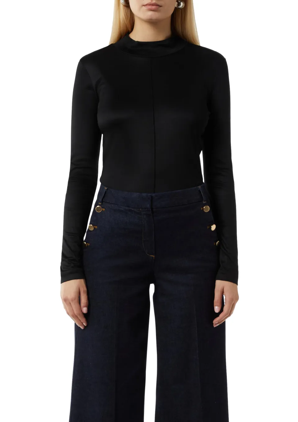 comma-viskoseshirt-longsleeve-turtleneck-schwarz-ziernaht image 1
