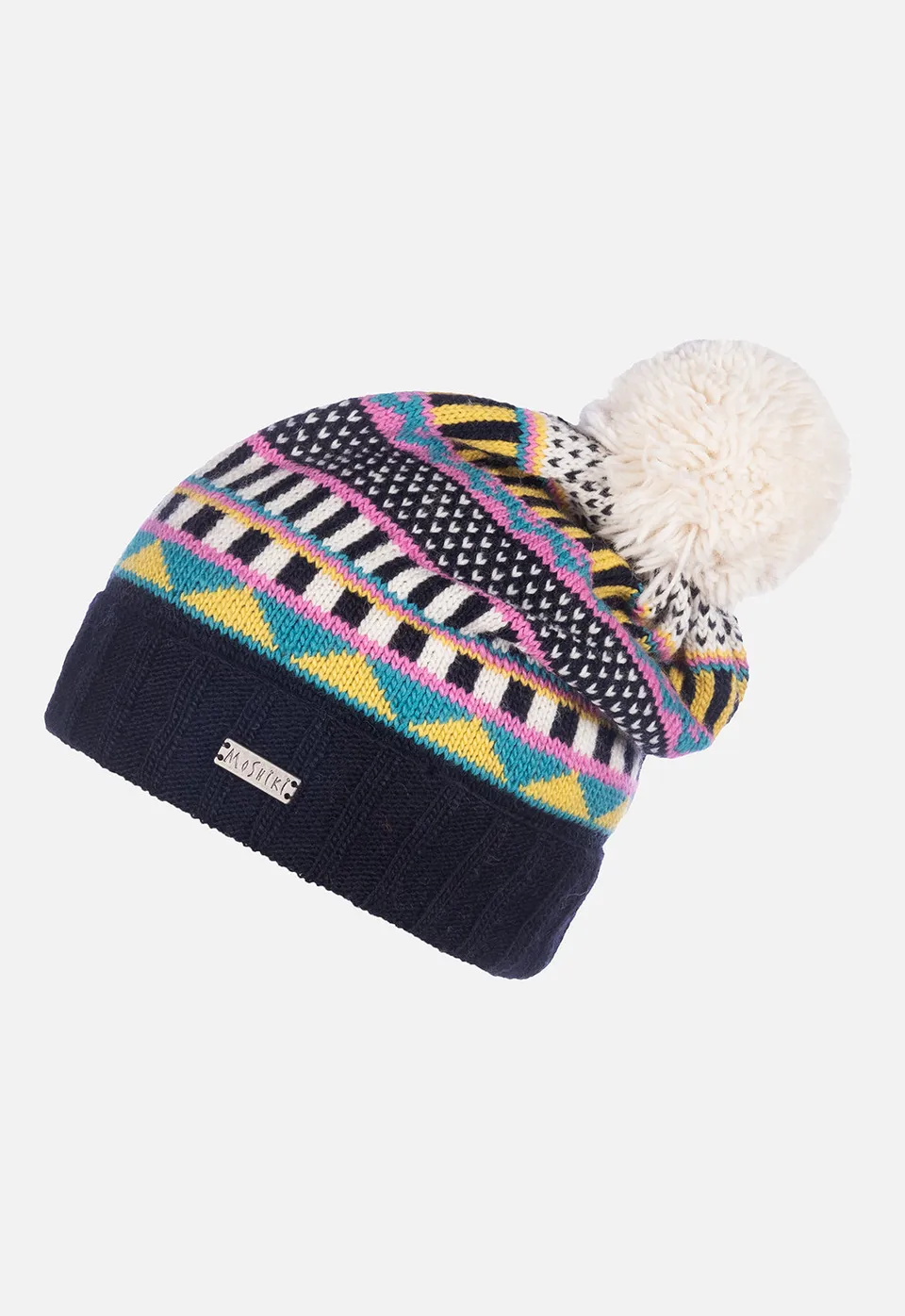 moshiki-candy-hat-bommelm-tze-wolle-herz-navy-damenm-tze image 1
