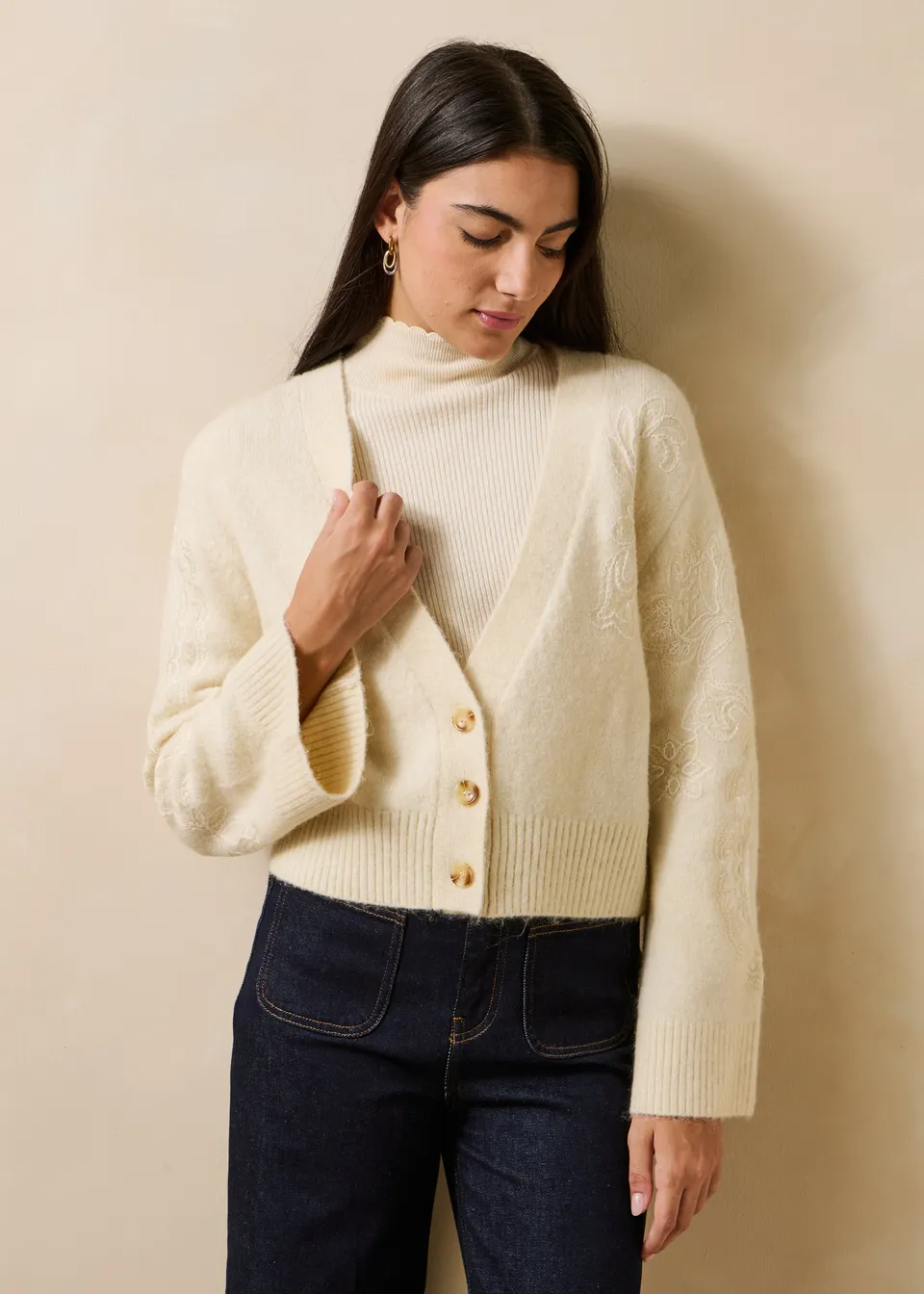 la-f-e-marabout-e-glass-strickjacke-ecru-stickerei image 1